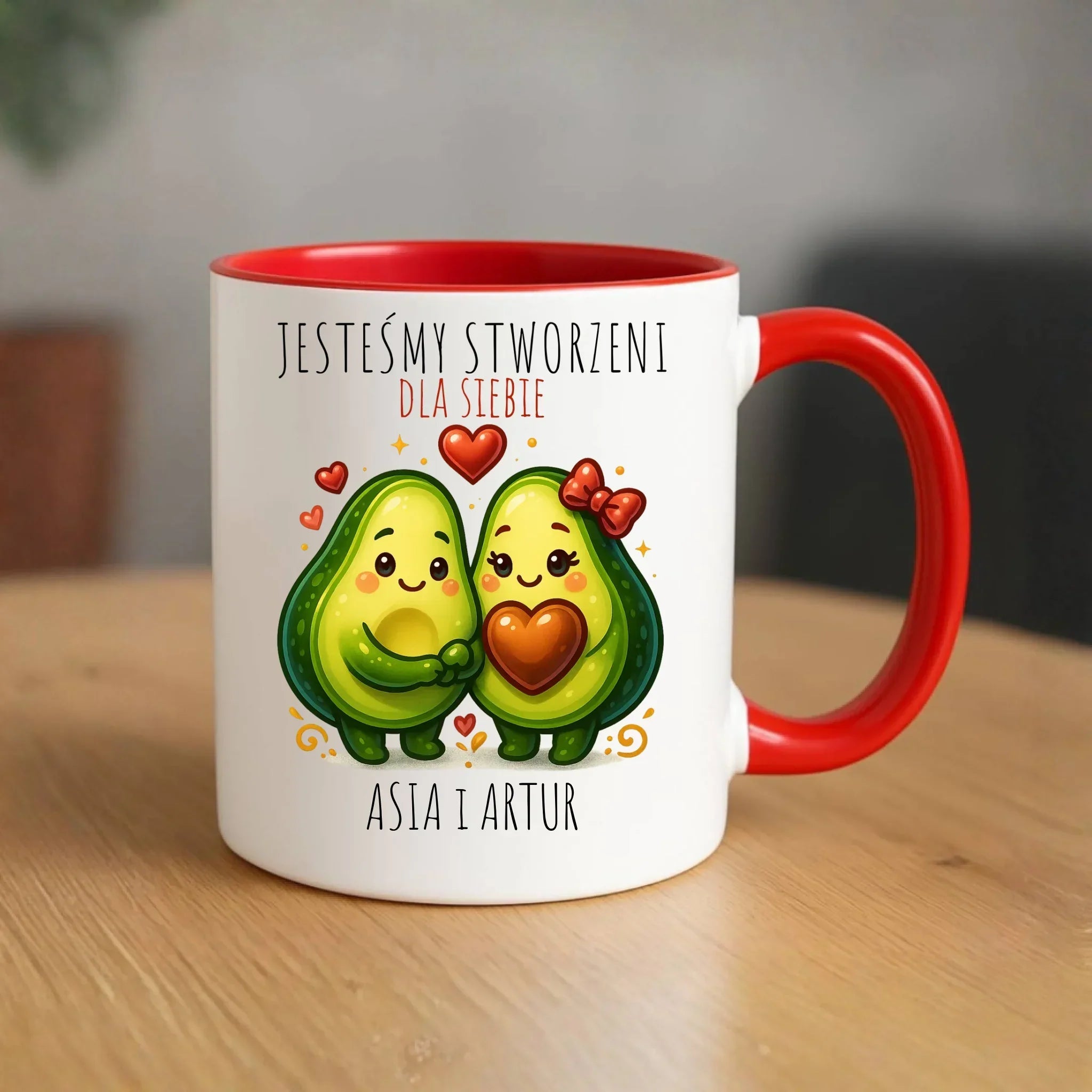 Kubek dla par - Awokado Stworzeni dla siebie - personalizowany W91 - StoryCups.pl
