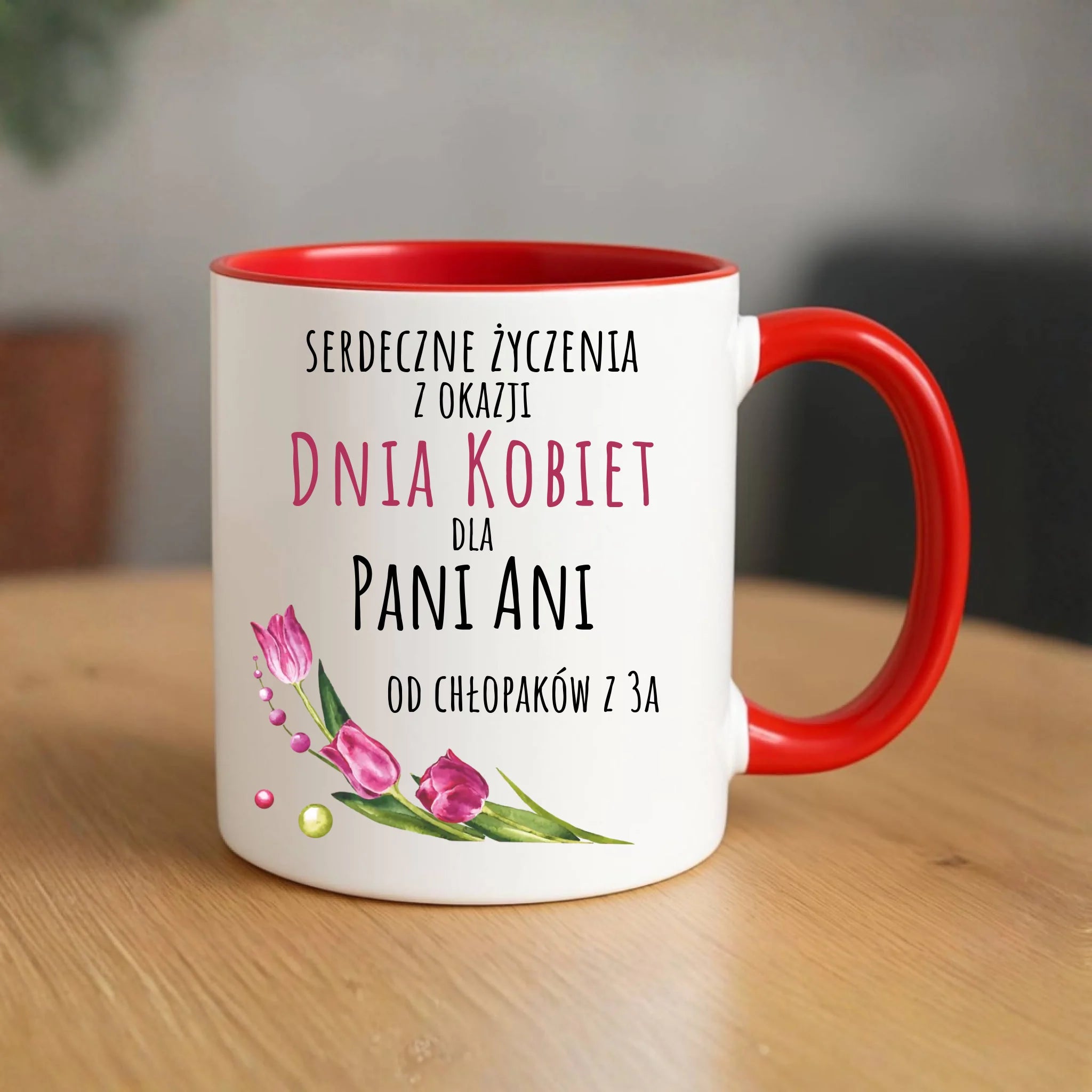 Kubek na Dzień Kobiet - Serdeczne życzenia - personalizowany DK01