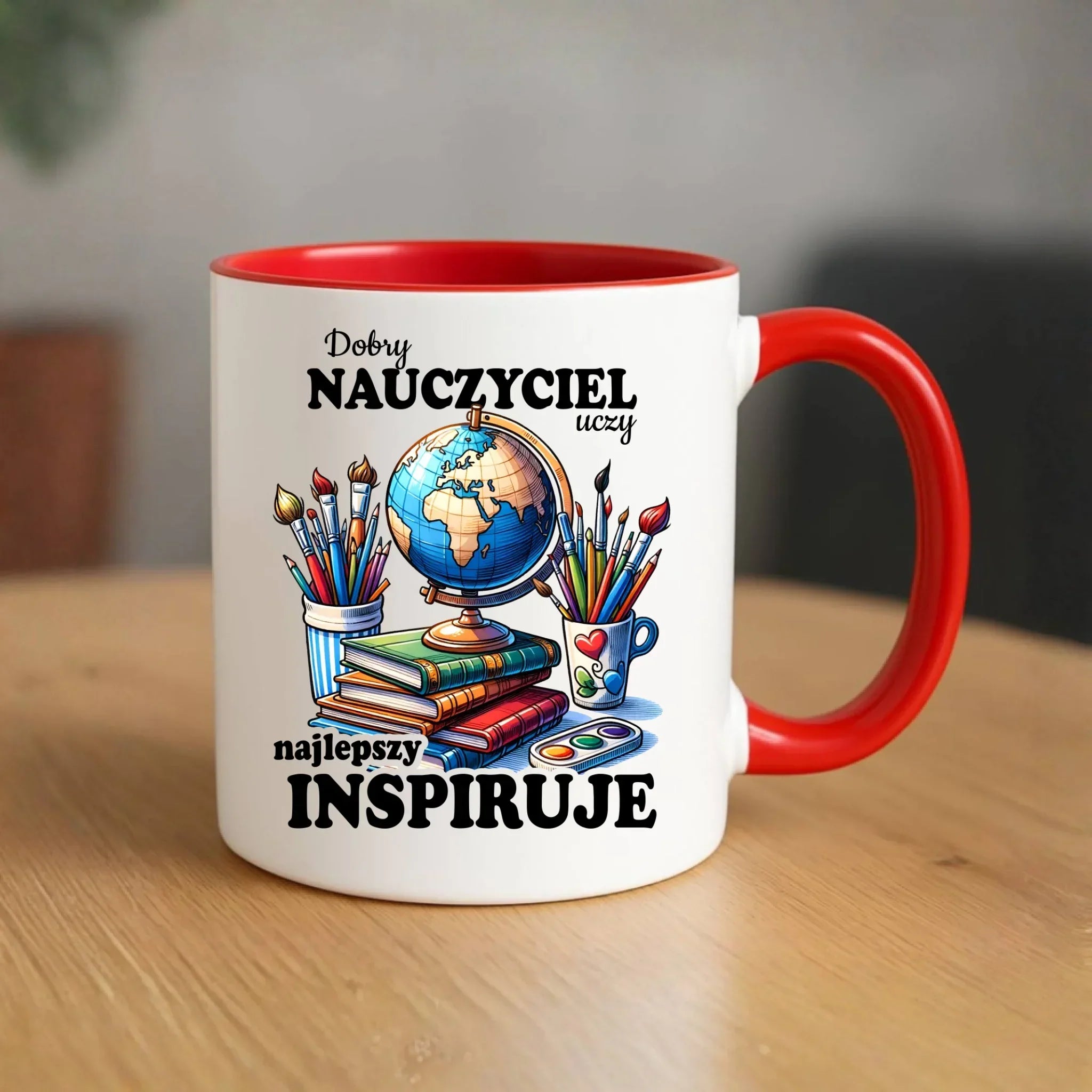 Kubek dla nauczyciela - Dobry nauczyciel uczy najlepszy inspiruje N72 - StoryCups.pl