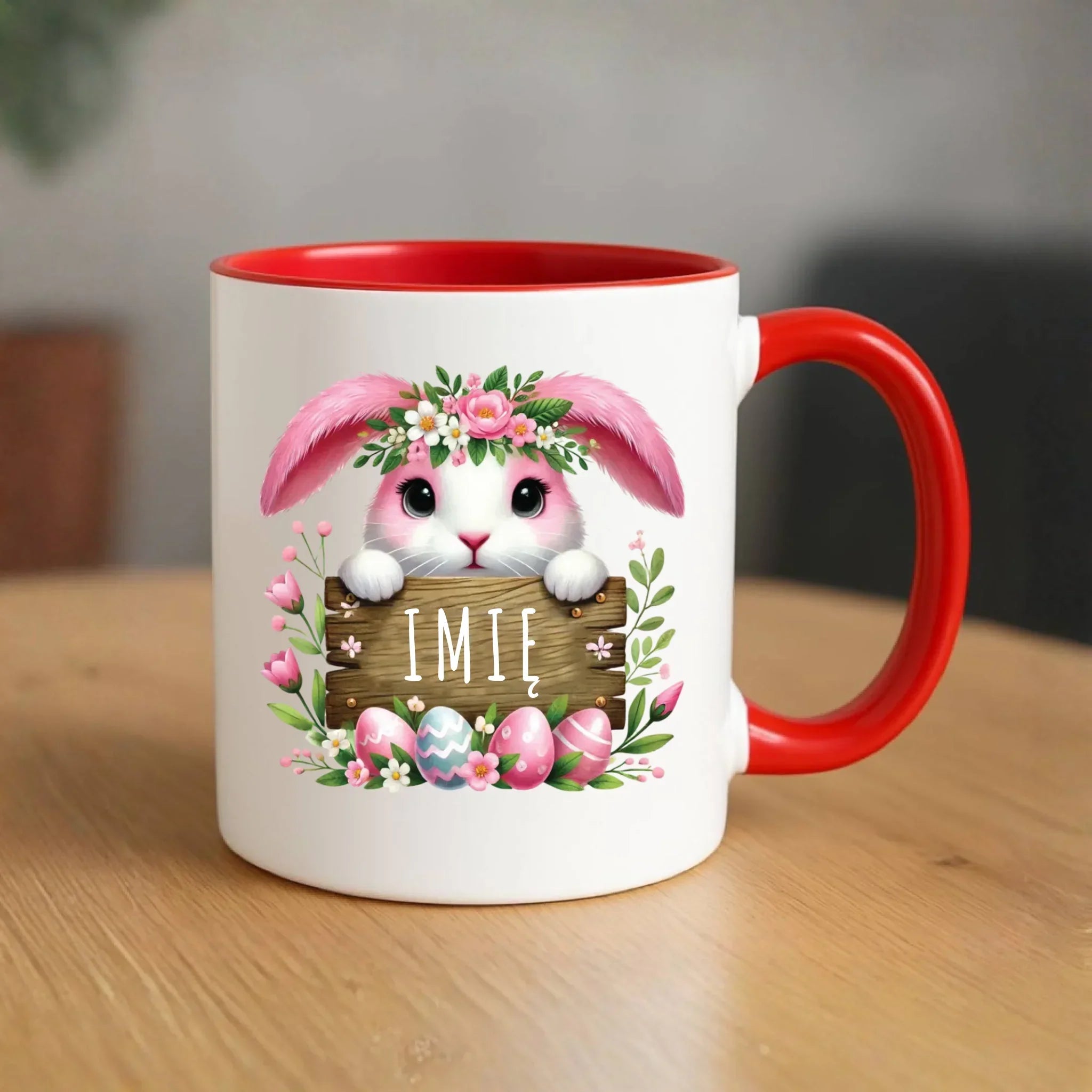 Kubek na Wielkanoc - Słodki Różowy Zajączek - Prezent personalizowany WN07 - StoryCups.pl