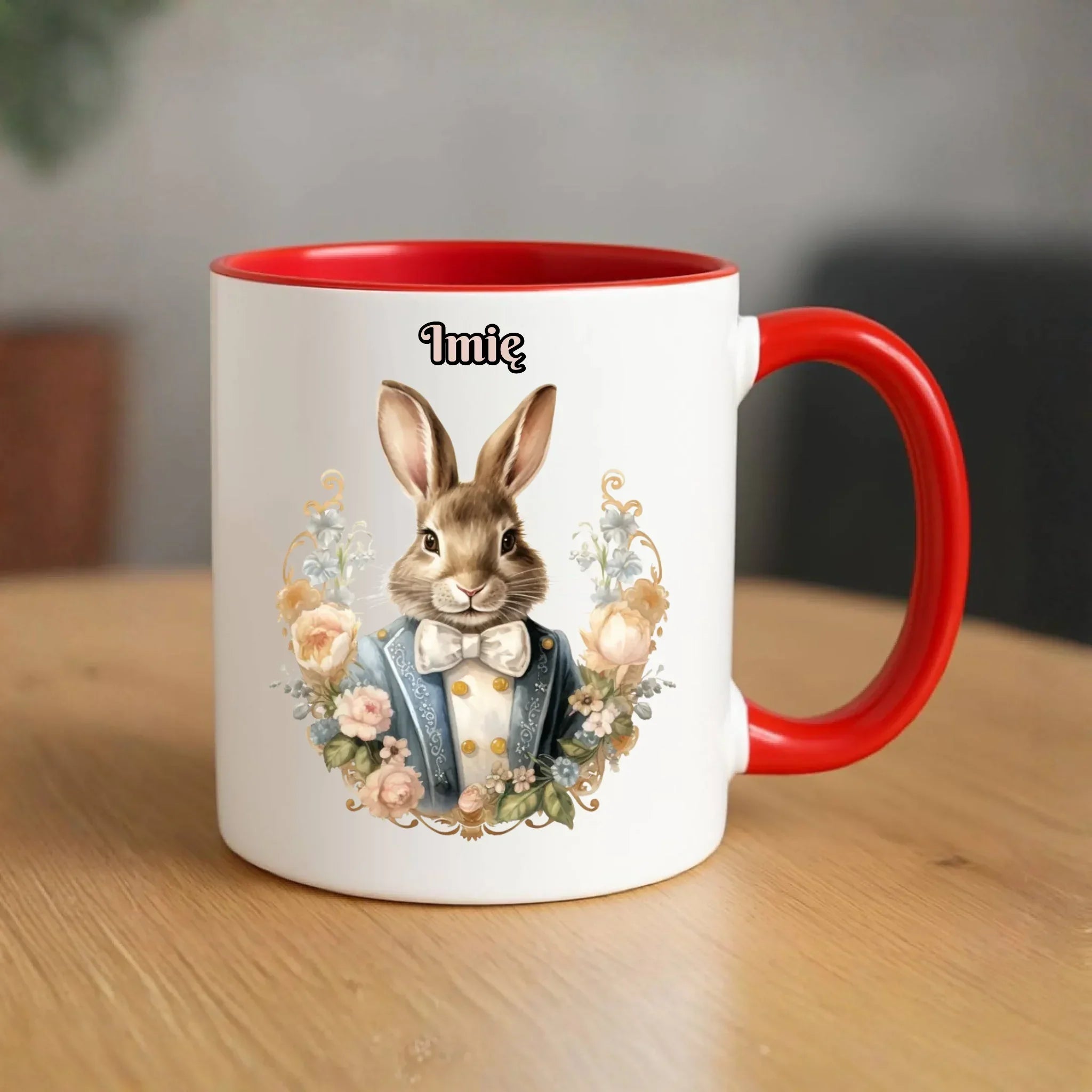 Kubek na Wielkanoc - Elegancki Pan Zając - Prezent personalizowany WN06 - StoryCups.pl
