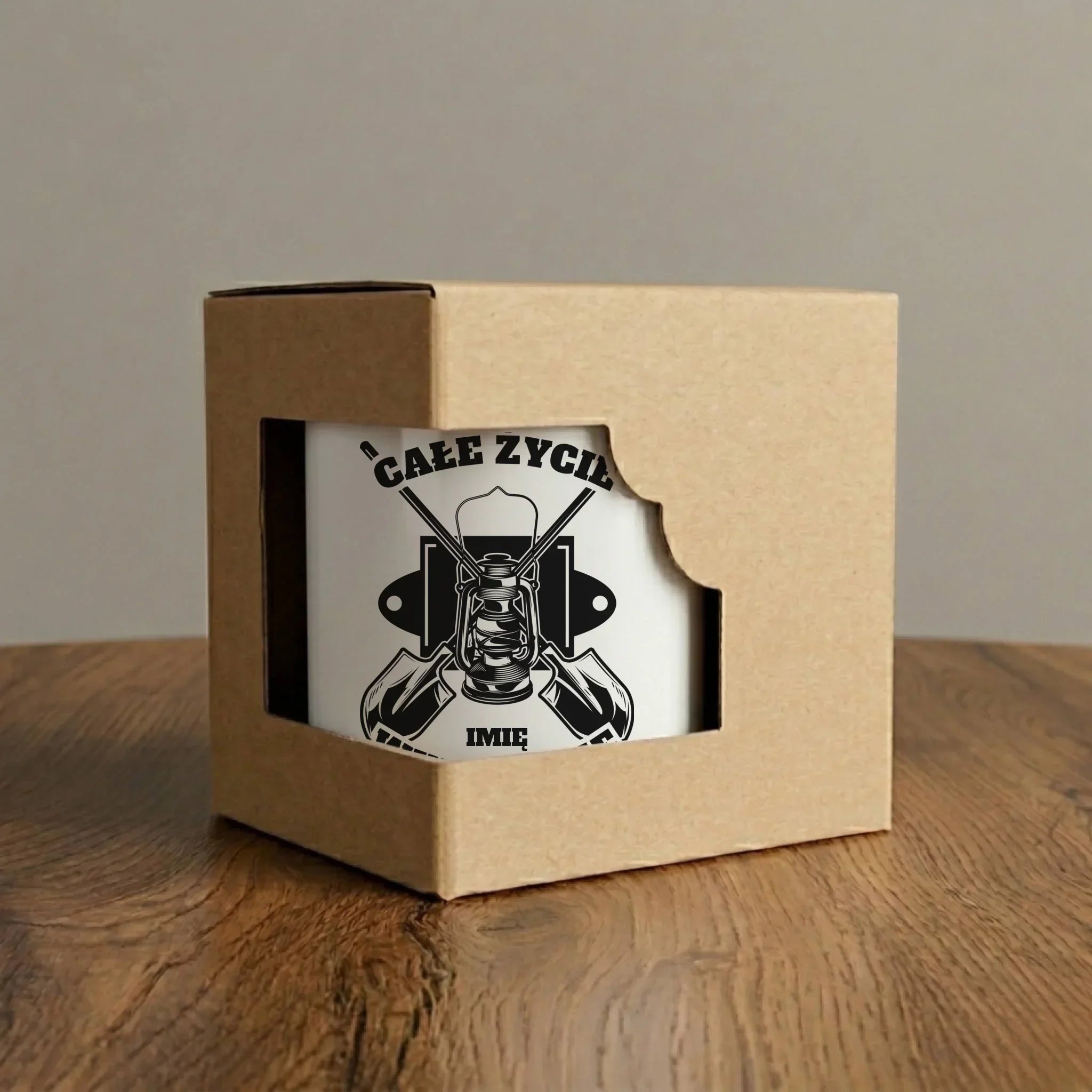 Kubek - prezent dla górnika - Całe życie wydobycie - personalizowany G01 - StoryCups.pl