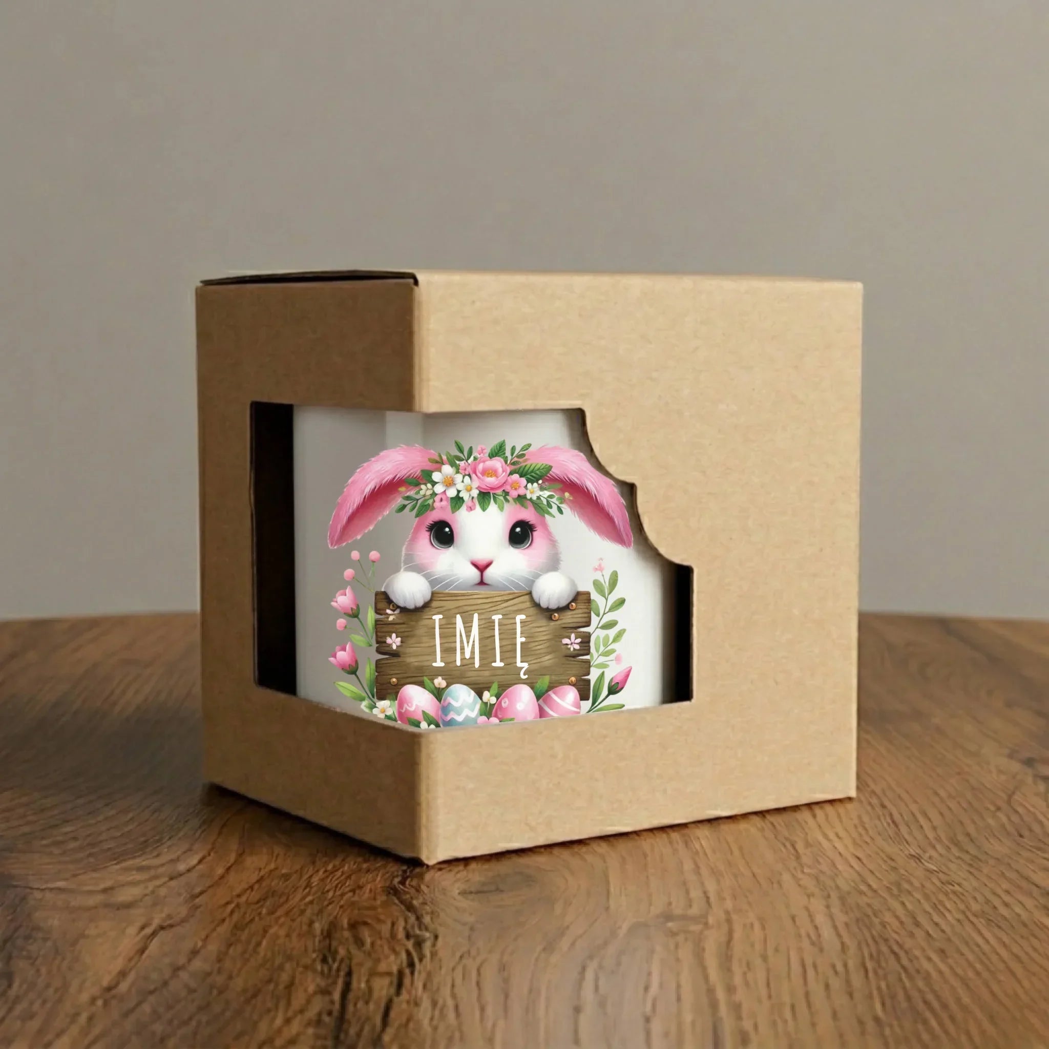 Kubek na Wielkanoc - Słodki Różowy Zajączek - Prezent personalizowany WN07 - StoryCups.pl