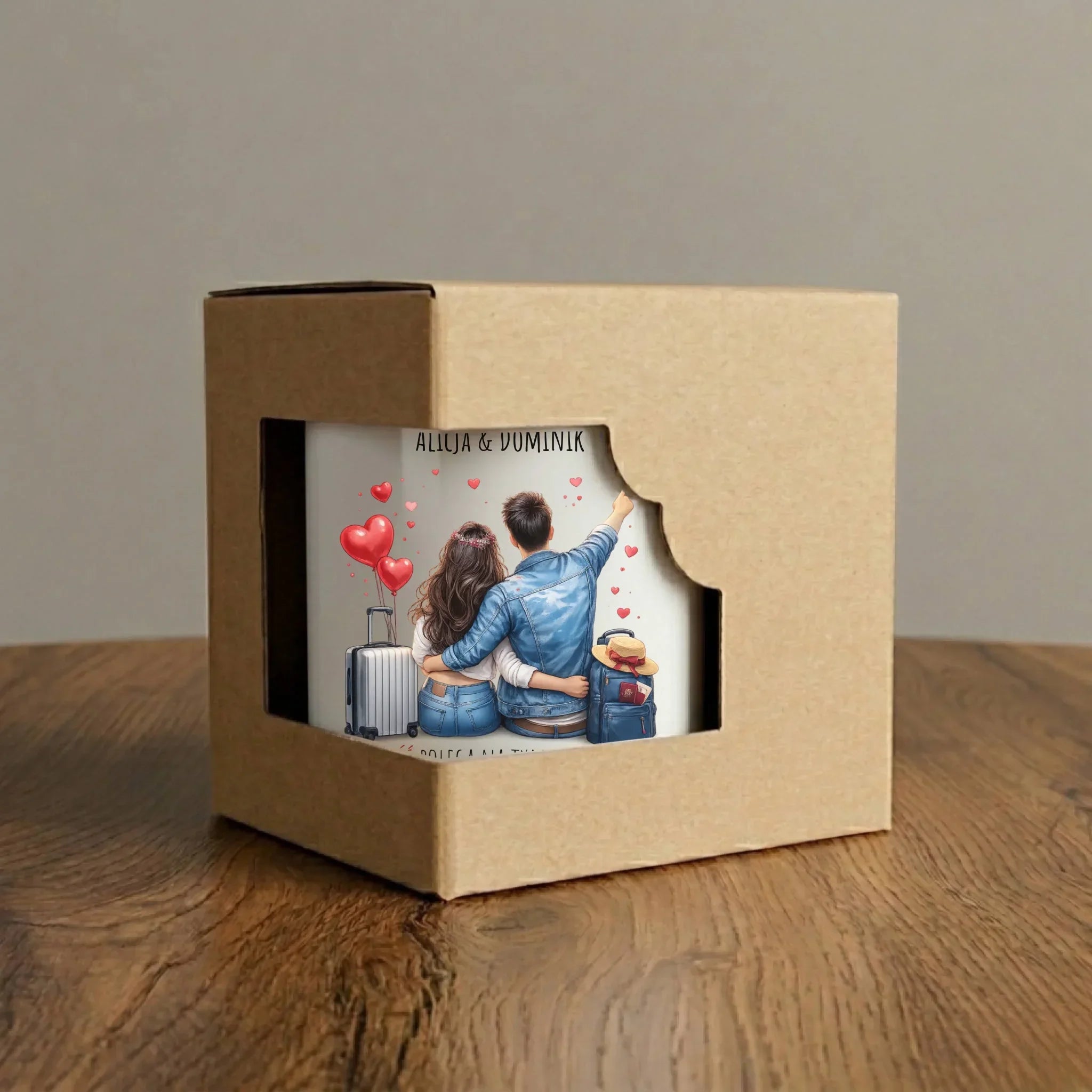 Kubek dla par - Para w podróży miłość - personalizowany W12 - StoryCups.pl