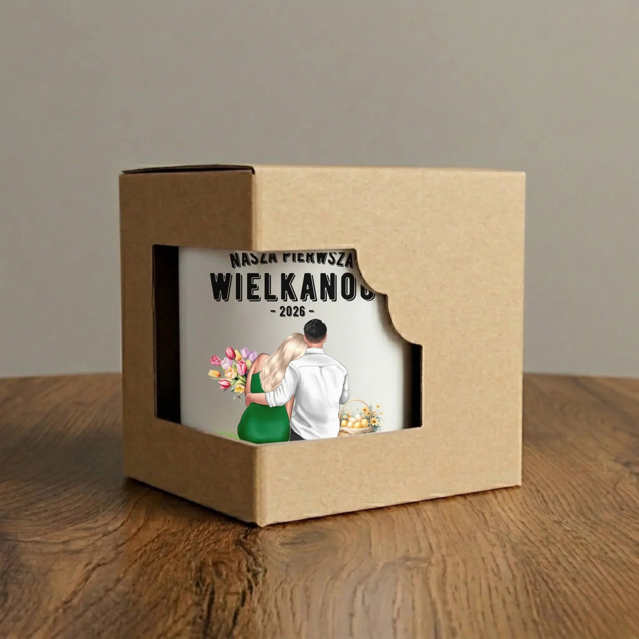 Kubek wielkanocny dla par - Nasza pierwsza Wielkanoc - personalizowany WN16 - StoryCups.pl