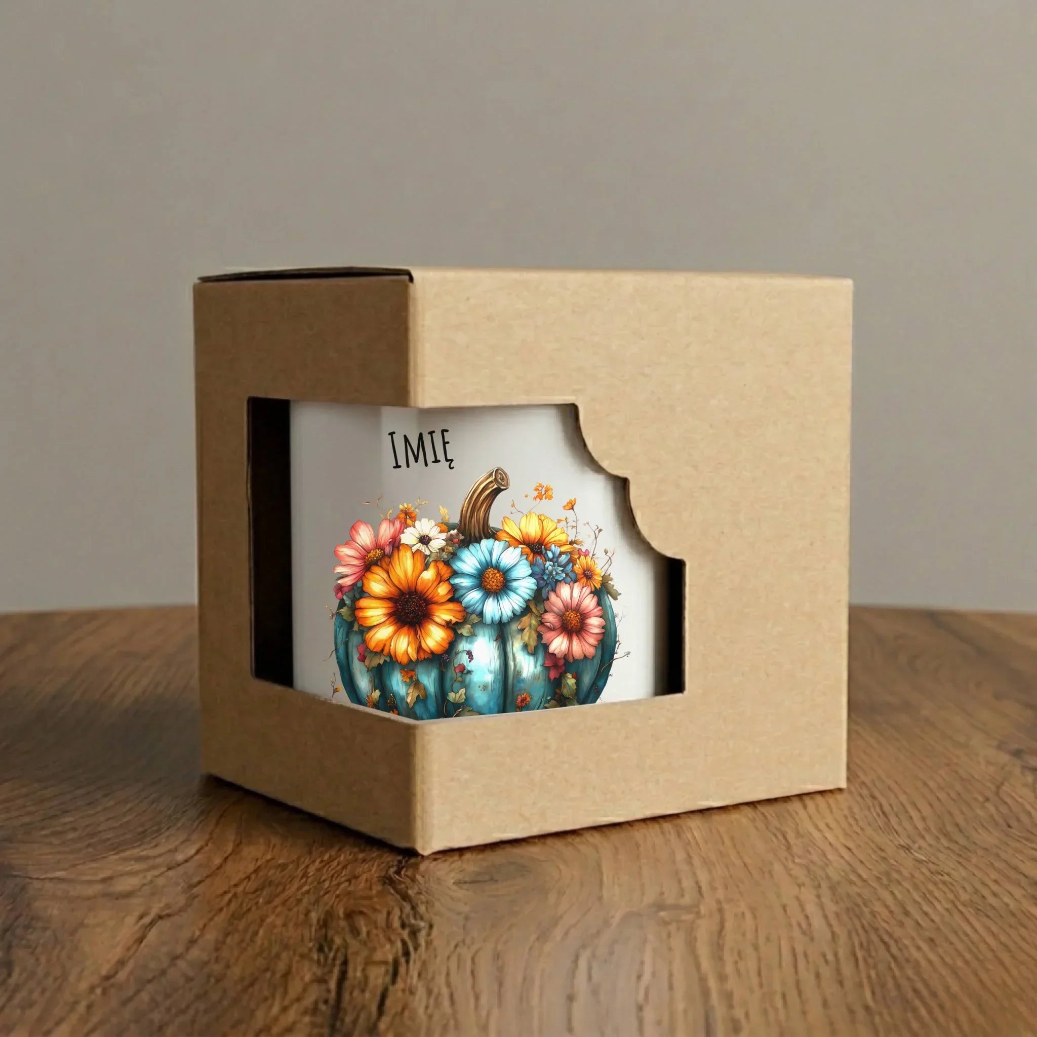 Kubek jesienny - Kwiatowa dynia - personalizowany JS27 - StoryCups.pl
