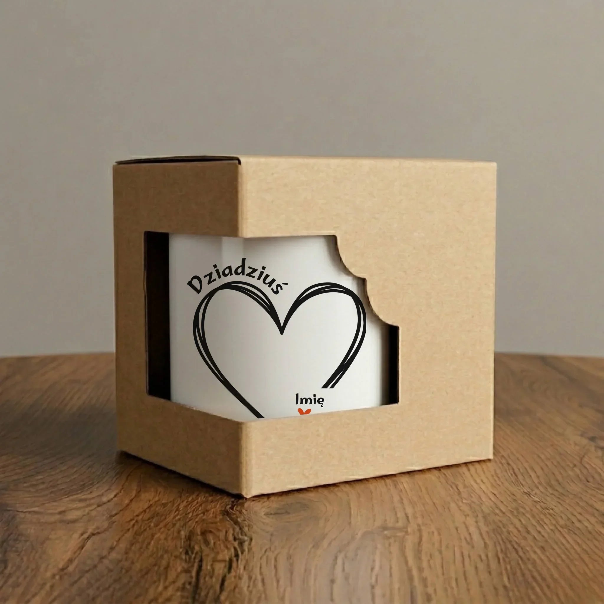 Kubek dla dziadka - Serce z imionami wnuków 1-7 - personalizowany D26 - StoryCups.pl