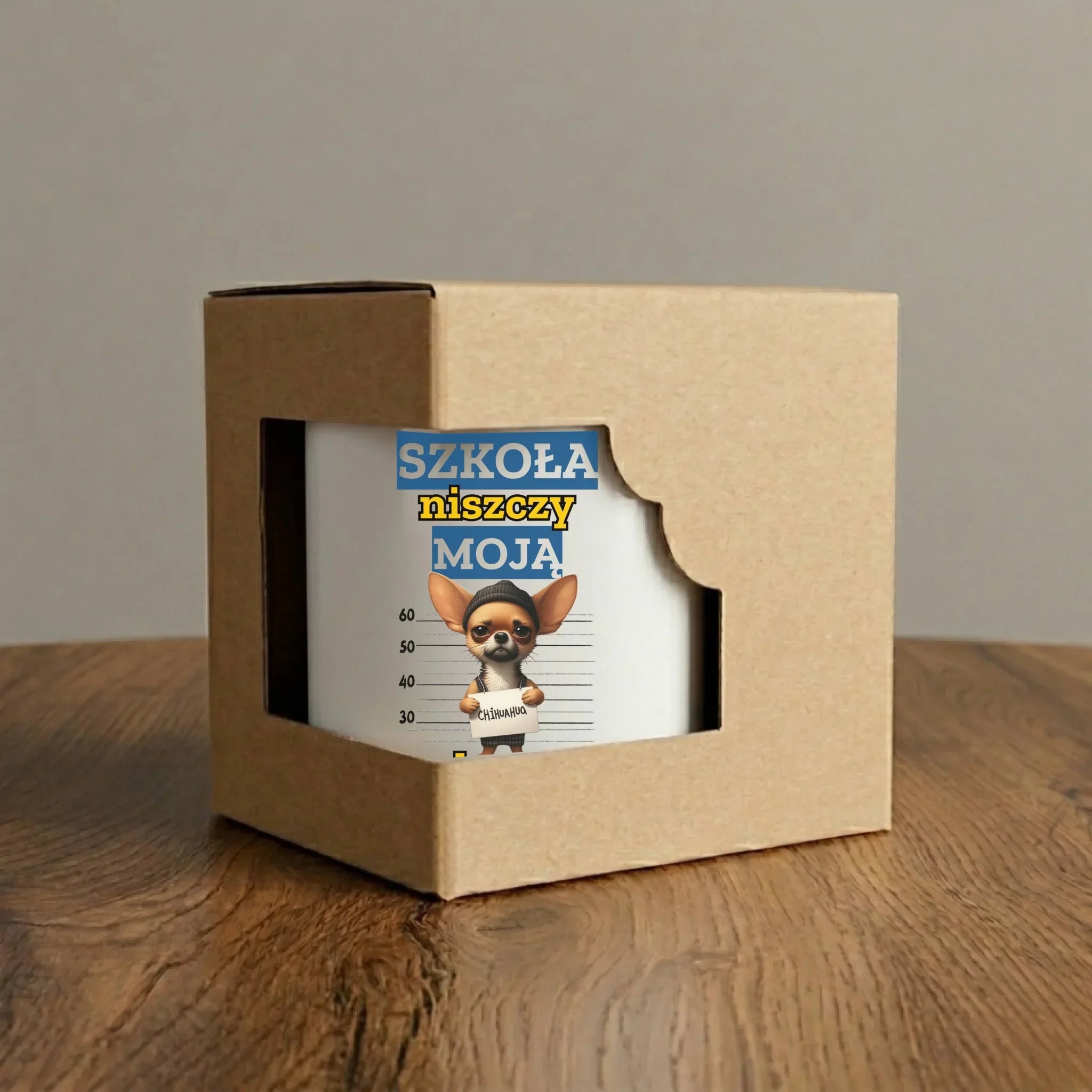 Kubek szkolny - Szkoła niszczy moją osobowość - Chihuahua SZ19 - StoryCups.pl