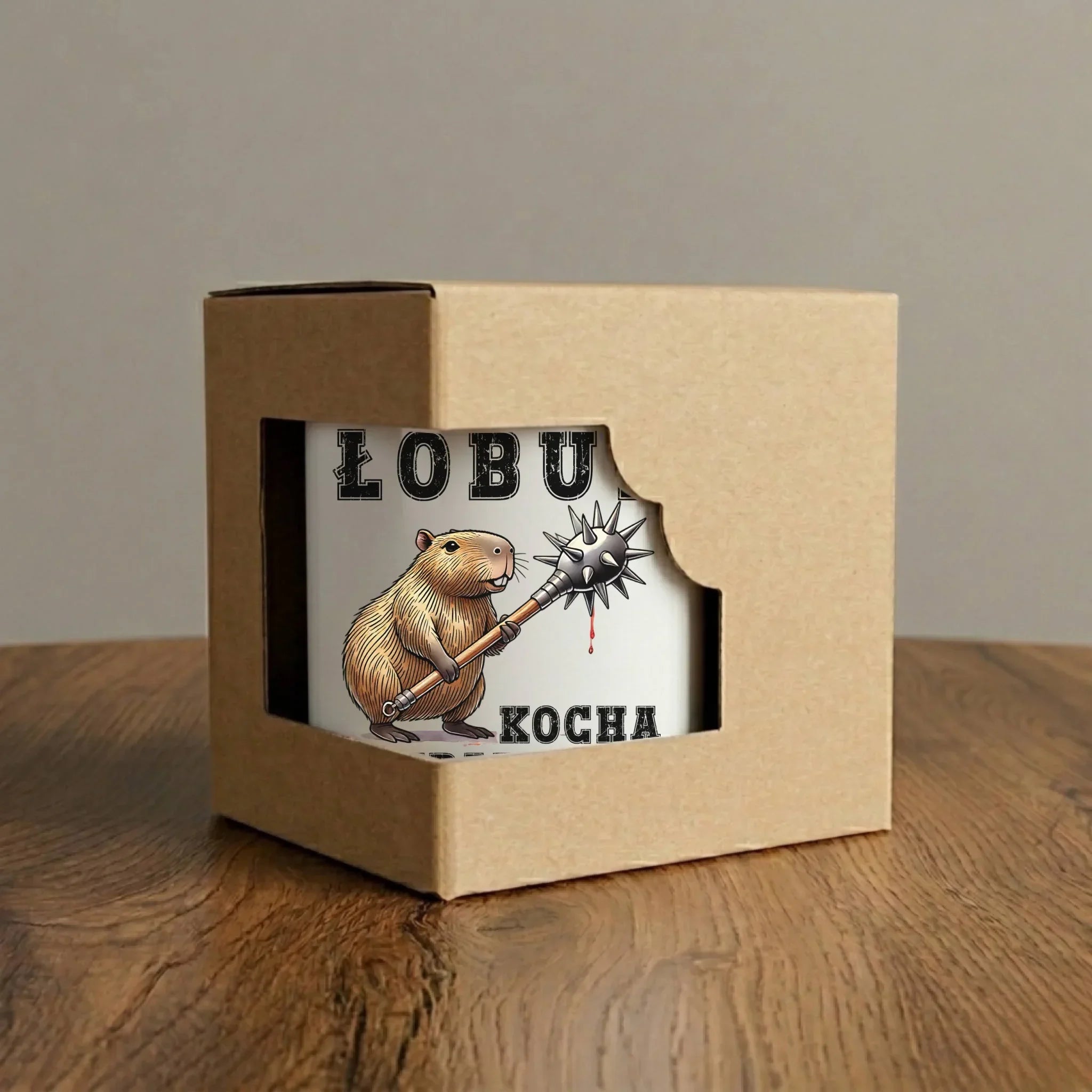 Kubek - prezent dla chłopaka - Łobuz kapibara z maczugą DCH17 - StoryCups.pl