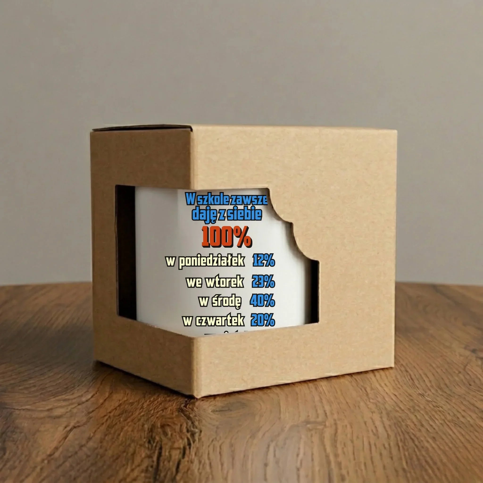 Kubek szkolny - W szkole daję z siebie 100% - śmieszny SZ20 - StoryCups.pl