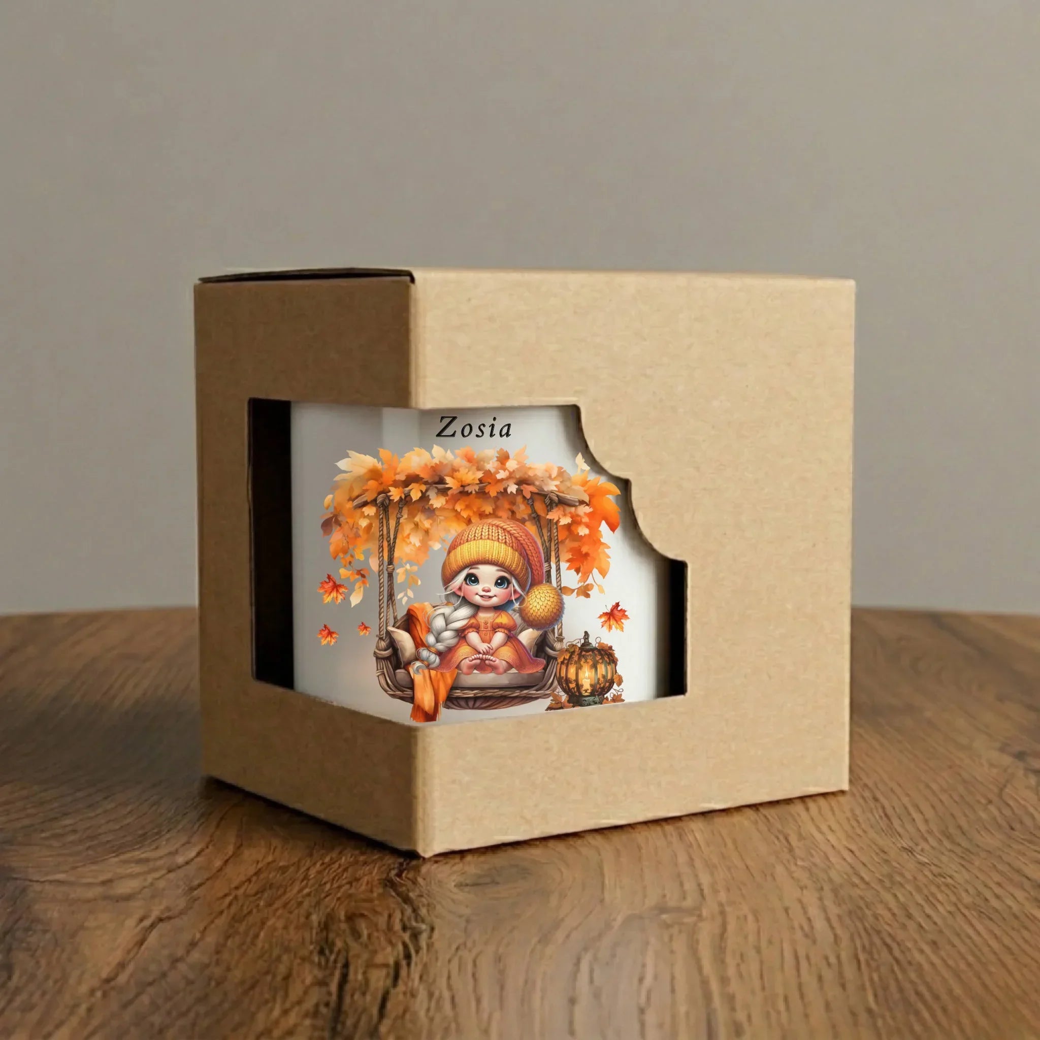 Kubek jesieniara - Dziewczynka z liśćmi - personalizowany JS17 - StoryCups.pl
