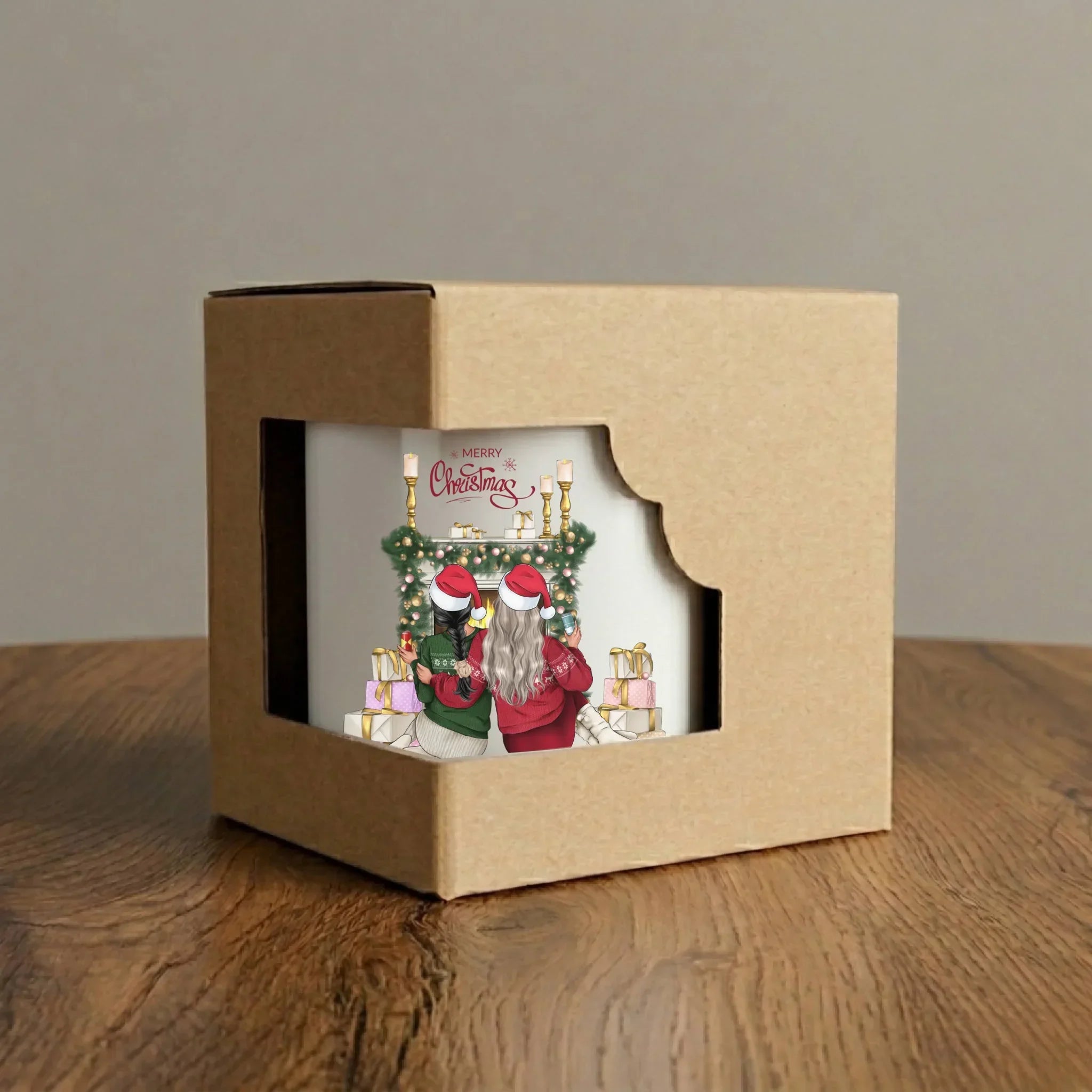 Kubek świąteczny - prezent dla przyjaciółki - personalizowane postacie 2-4 osoby PR04 - StoryCups.pl