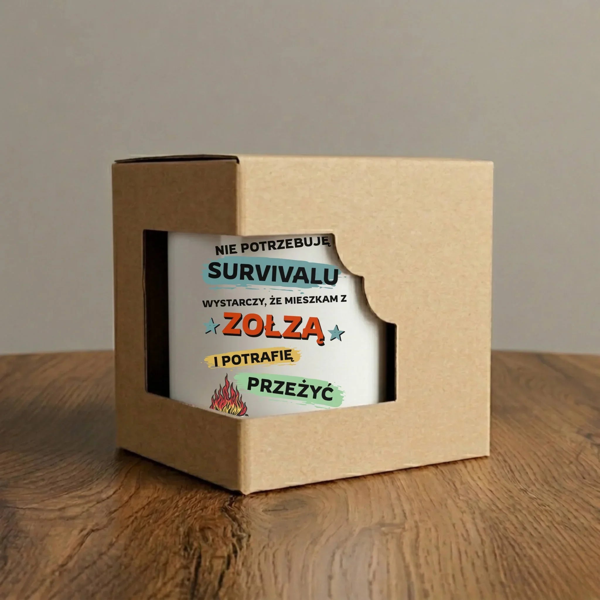 Kubek – Prezent dla chłopaka męża - Nie potrzebuję survivalu, mieszkam z zołzą DCH25 - StoryCups.pl