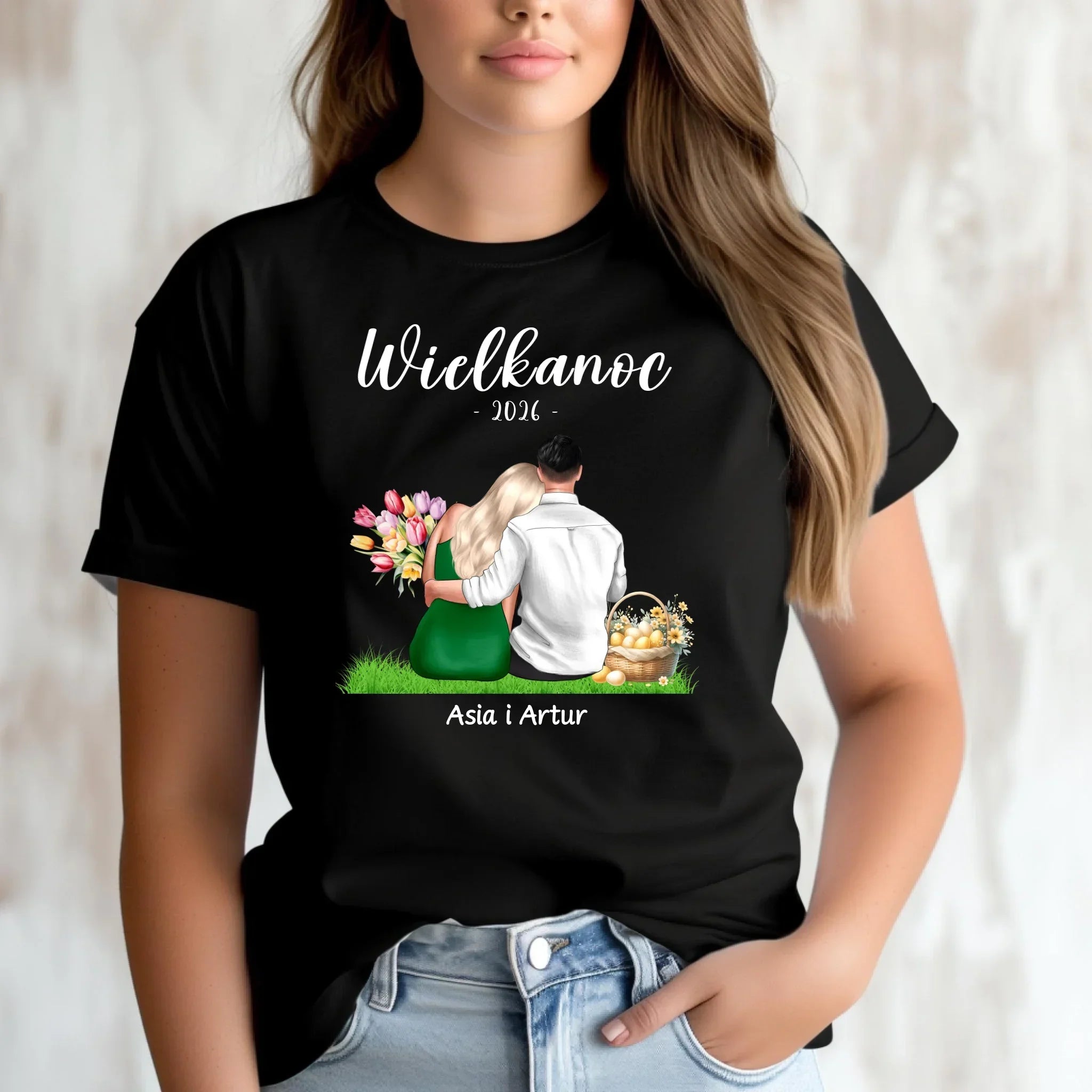 Koszulka damska na Wielkanoc dla par - personalizowana WN36 - StoryCups.pl