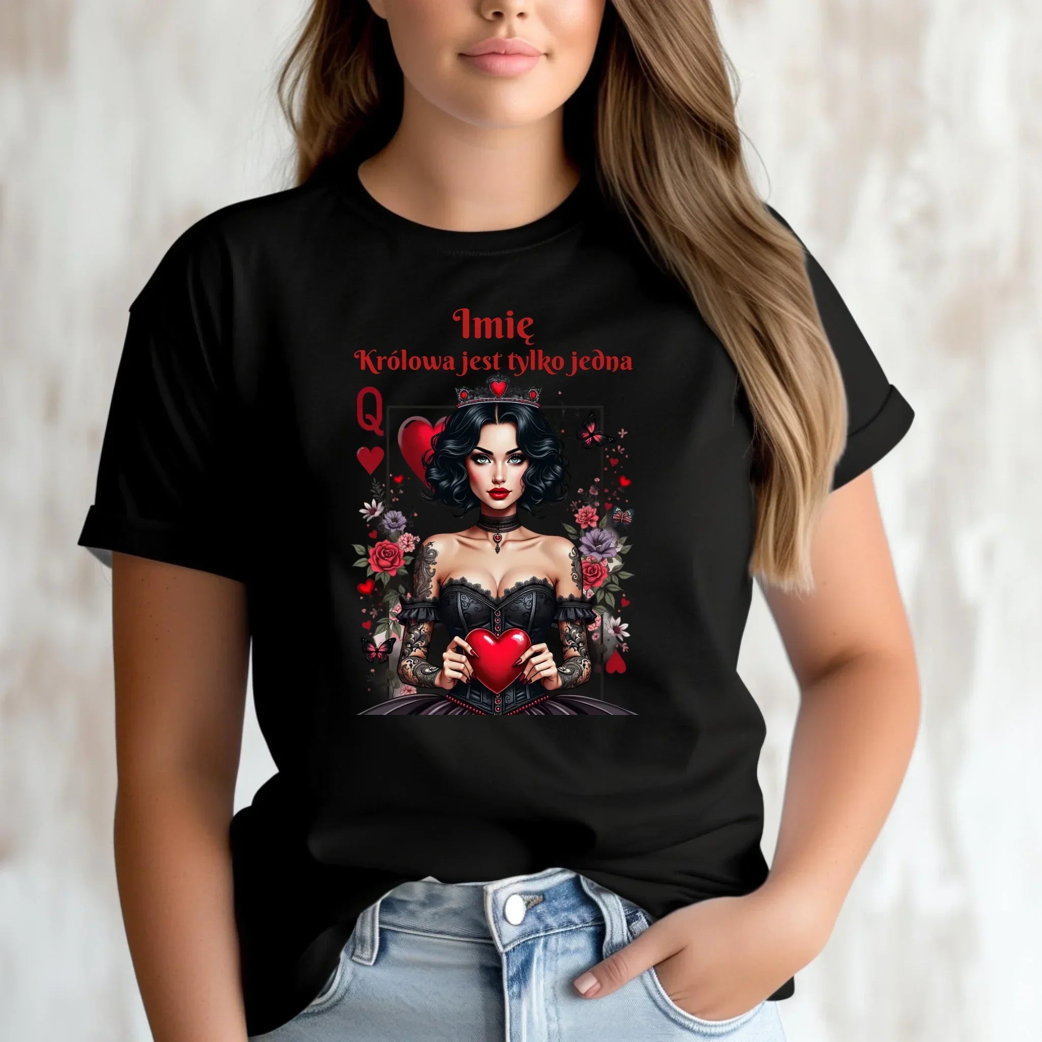 Koszulka damska - Królowa jest tylko jedna - personalizowana W46 - StoryCups.pl