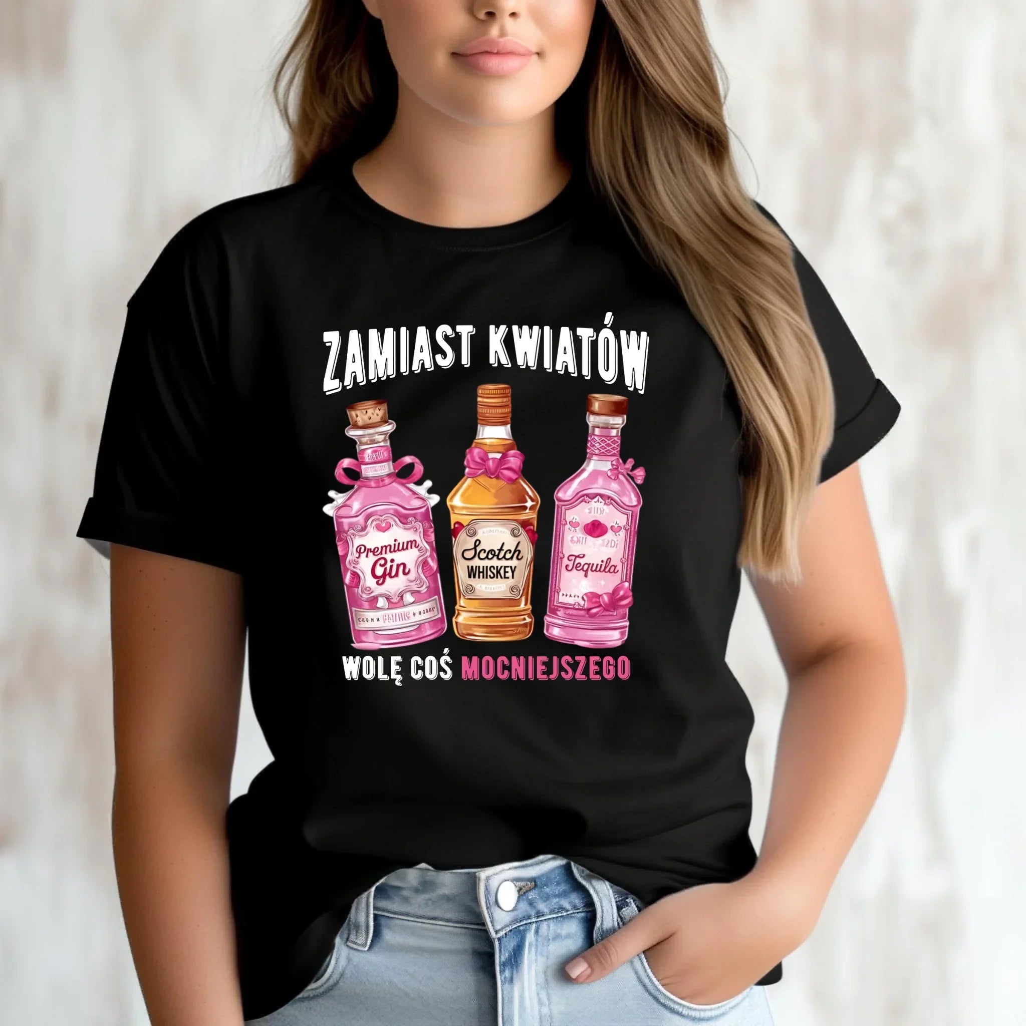 Koszulka damska - Zamiast kwiatów wolę coś mocniejszego W42 - StoryCups.pl