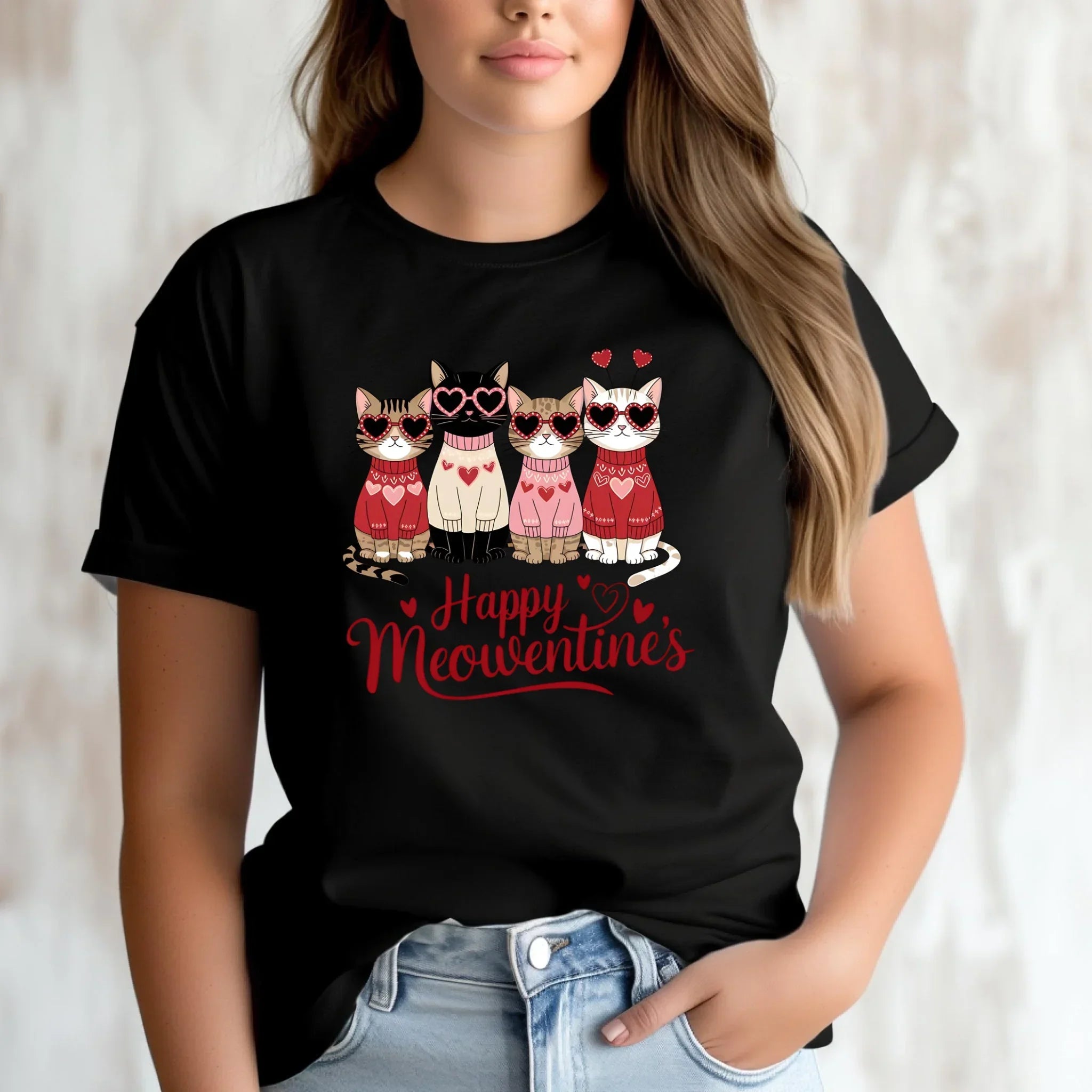 Koszulka damska na Walentynki dla kociary - Happy Meowentine's W25 - StoryCups.pl
