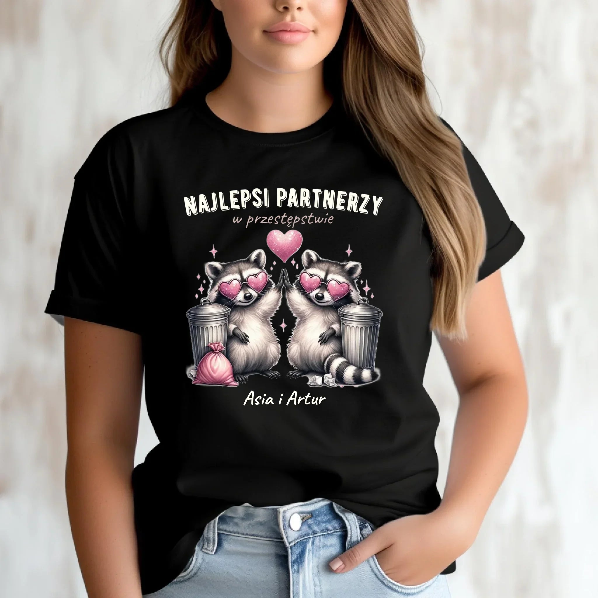 Koszulka damska dla par - Najlepsi partnerzy w przestępstwie - personalizowana W27 - StoryCups.pl