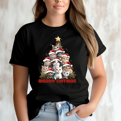 Koszulka damska świąteczna - Kocia choinka Merry Catmas BN20 - StoryCups.pl