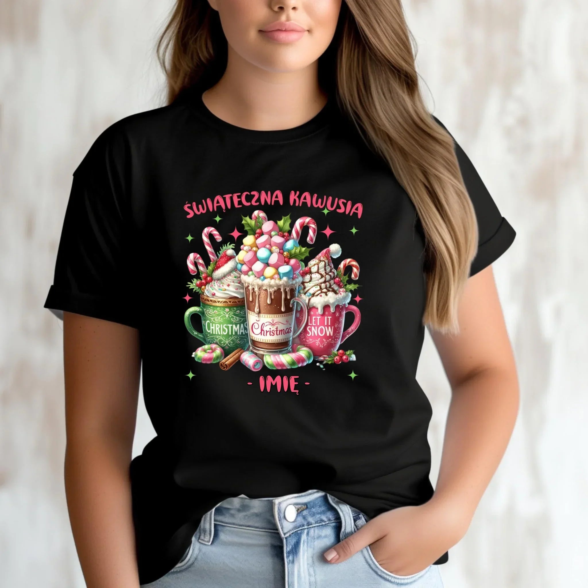 Koszulka damska świąteczna - Świąteczna kawusia - personalizowana BN29 - StoryCups.pl