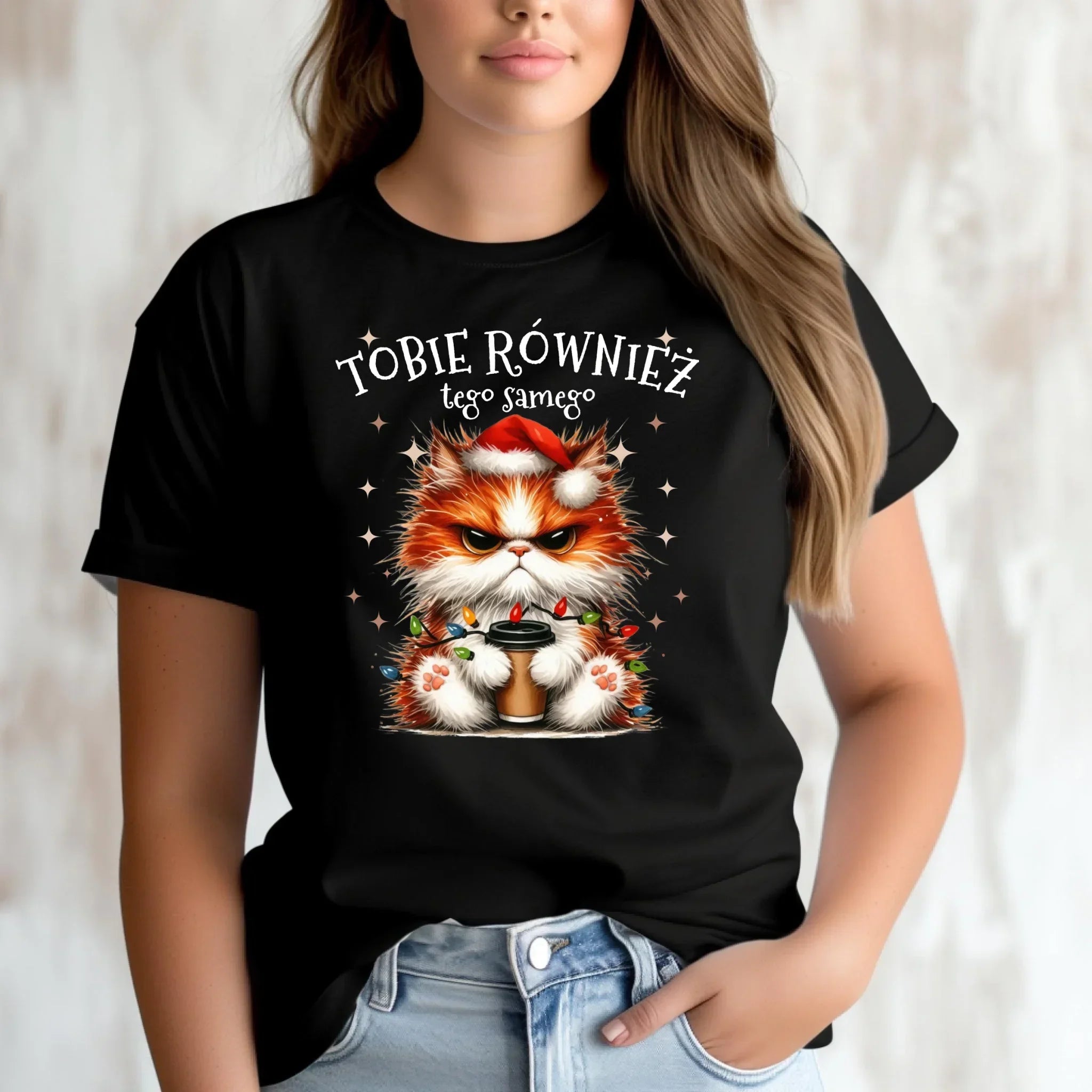 Koszulka damska świąteczna - Grumpy Cat Tobie również tego samego BN32 - StoryCups.pl