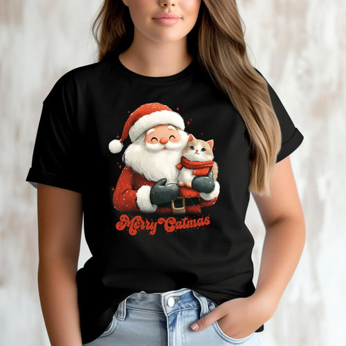 Koszulka damska świąteczna - prezent dla kociary - Merry Catmas BN38 - StoryCups.pl