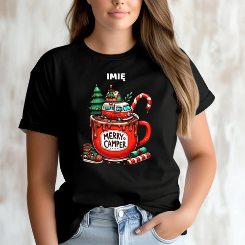 Koszulka damska świąteczna - Kamper Merry Camper - personalizowana BN43 - StoryCups.pl