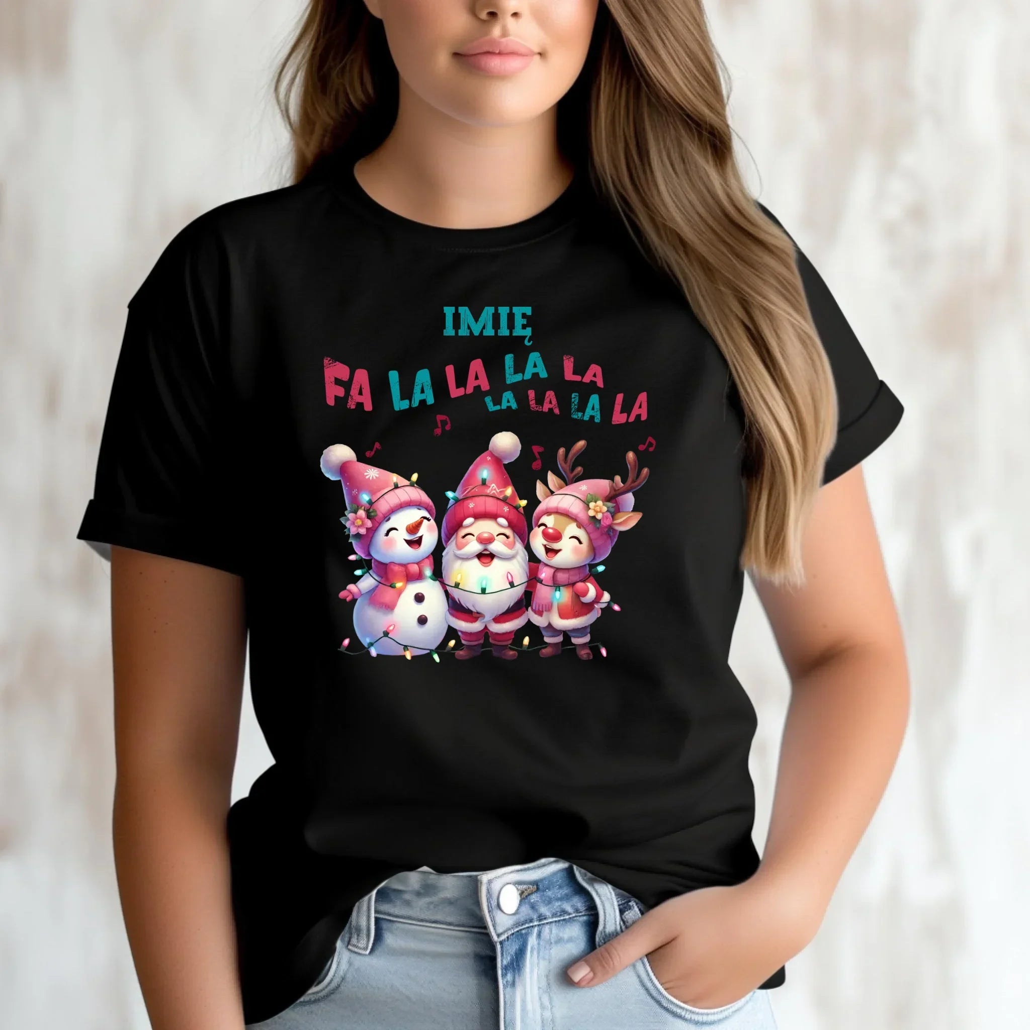 Koszulka damska świąteczna - Fa la la la - personalizowana BN51 - StoryCups.pl