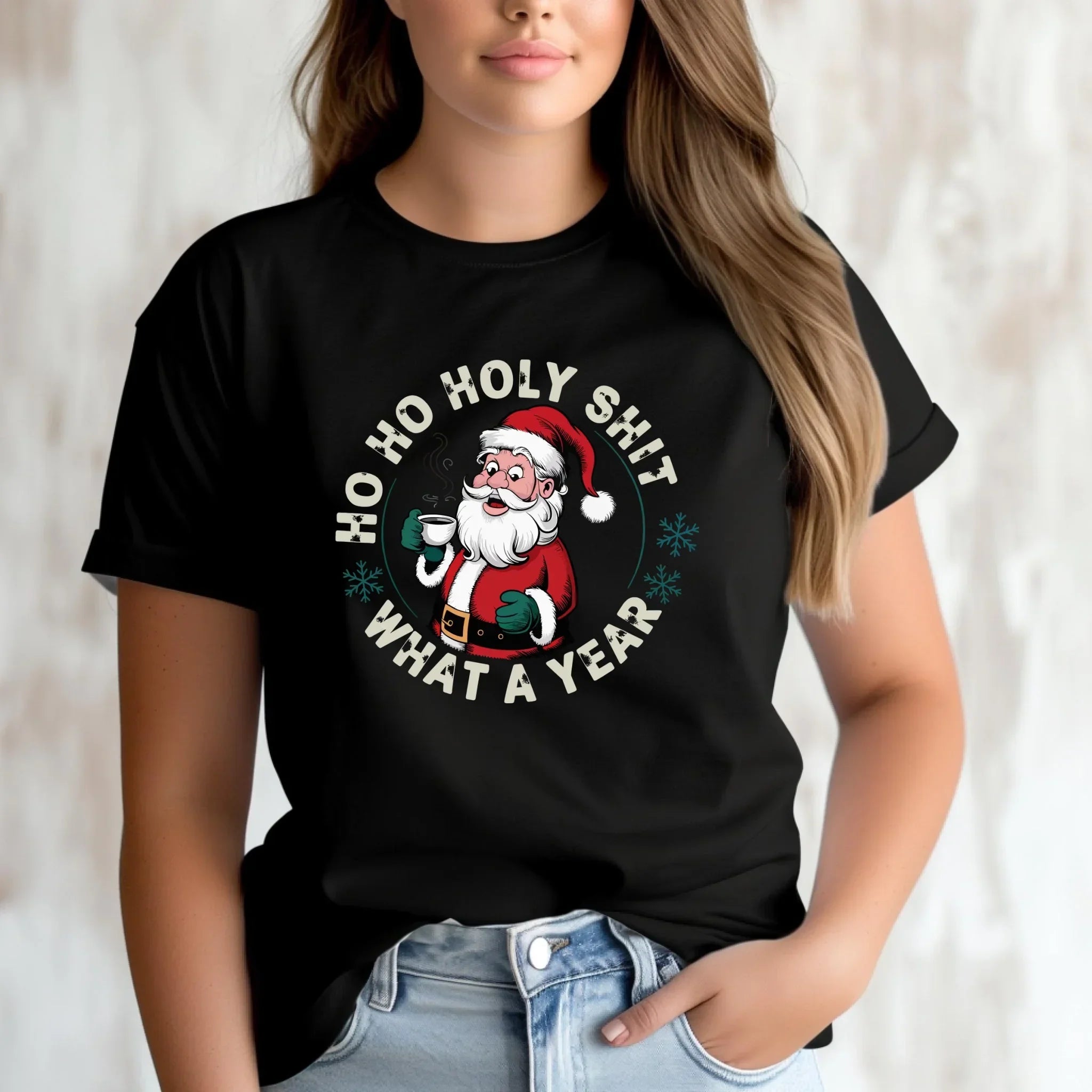 Koszulka damska świąteczna - Ho ho holy shit what a year BN74 - StoryCups.pl