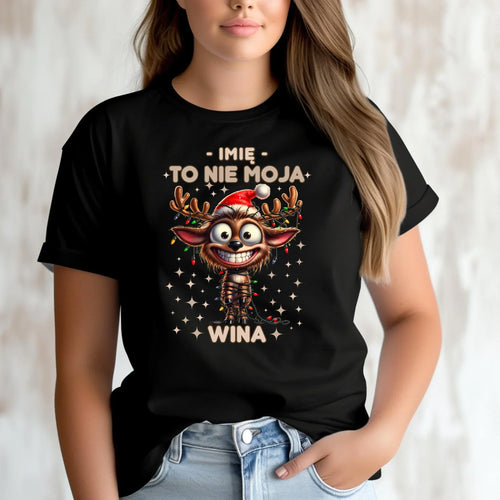 Koszulka damska świąteczna - Renifer To nie moja wina - personalizowana BN93 - StoryCups.pl
