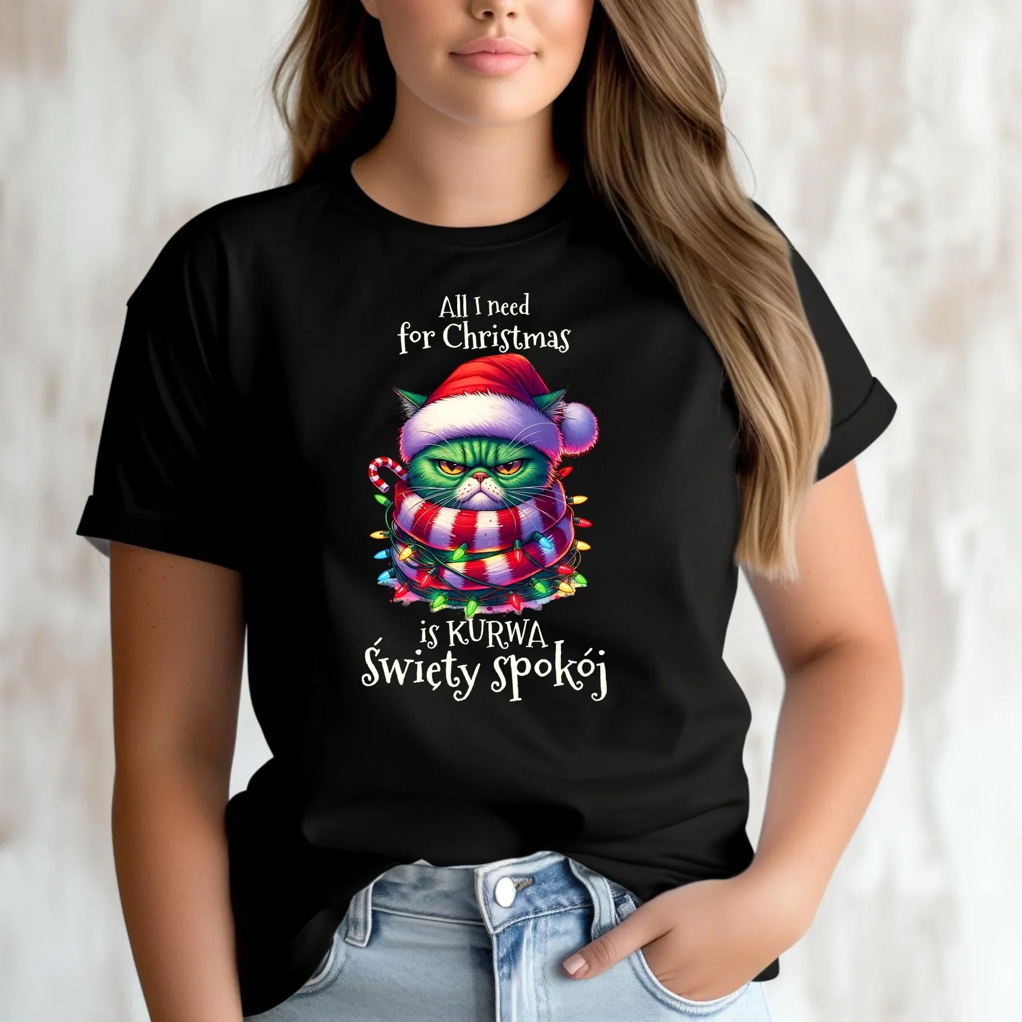 Koszulka damska świąteczna - All I need for Christmas is ku*wa święty spokój - bez cenzury BN101 - StoryCups.pl