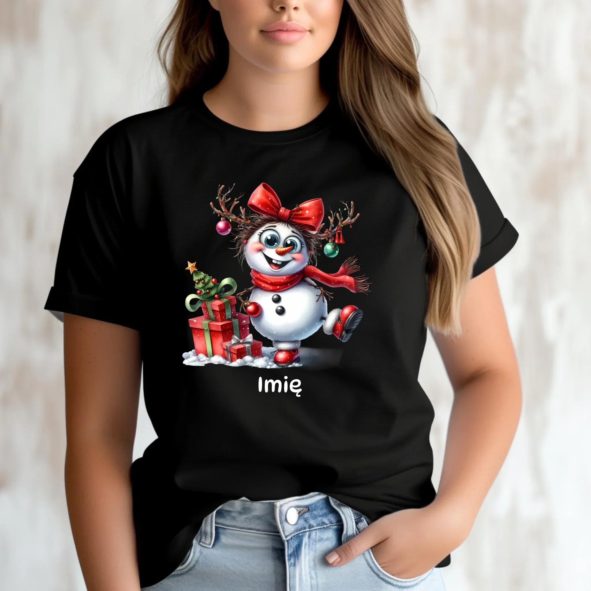 Koszulka damska świąteczna - Bałwanek - personalizowana BN123 - StoryCups.pl