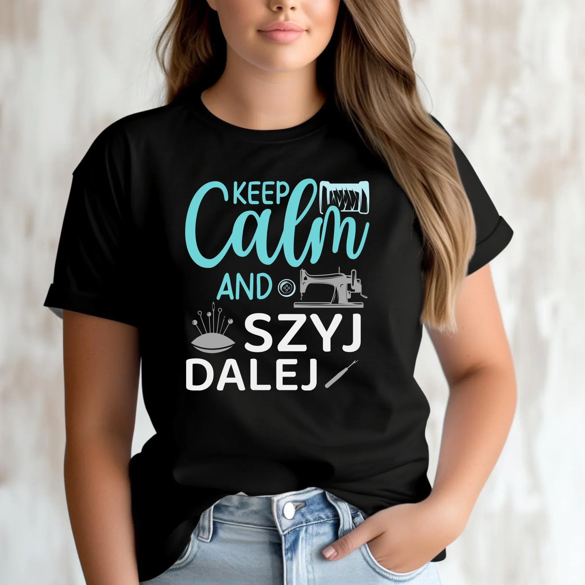 Koszulka damska szyciowa dla krawcowej - KEEP CALM and SZYJ DALEJ HS31 - StoryCups.pl