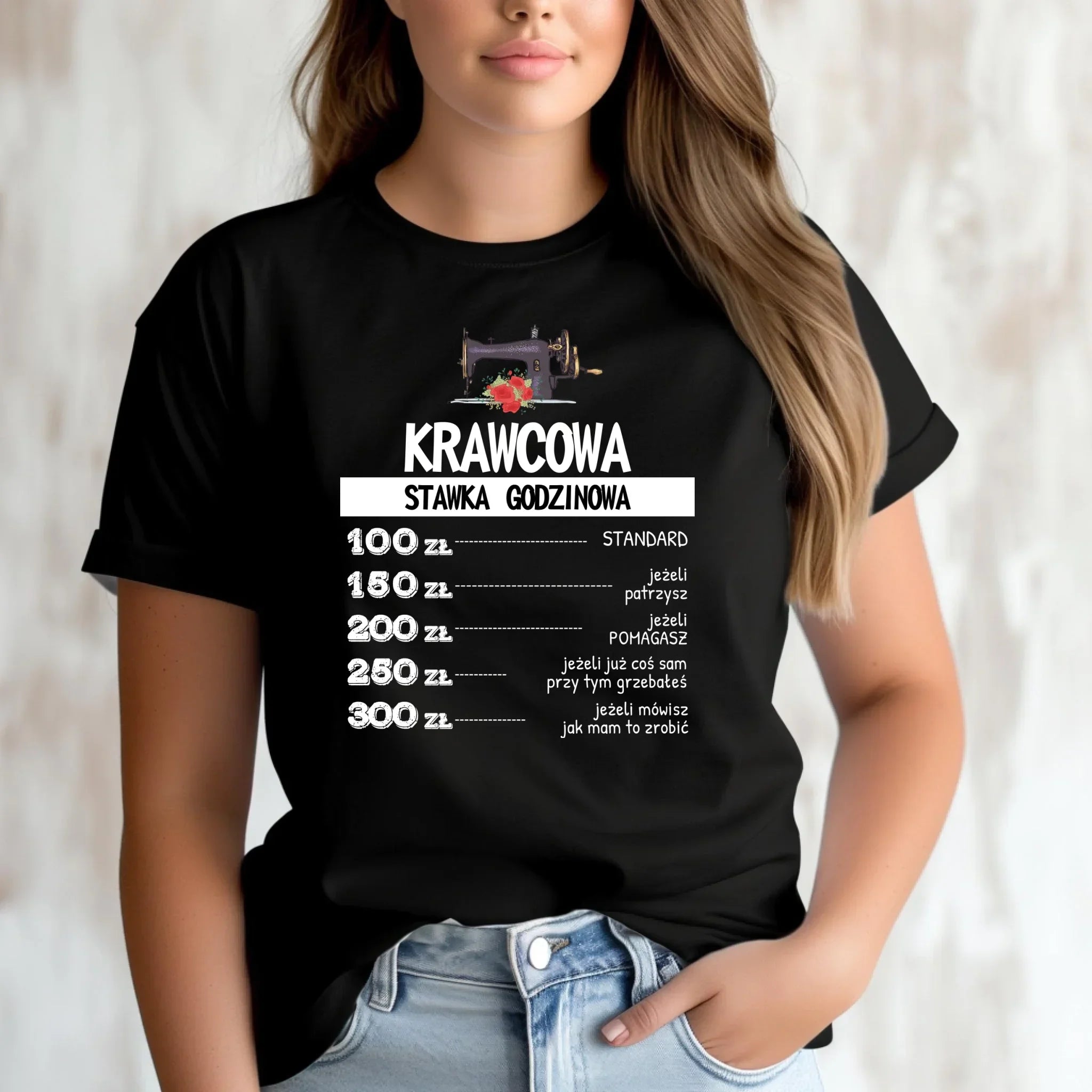 Koszulka damska szyciowa dla krawcowej - Stawka godzinowa HS26 - StoryCups.pl