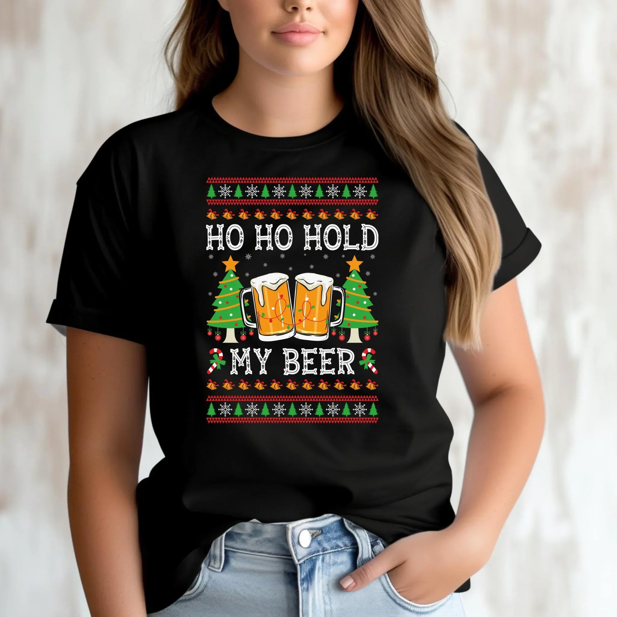 Koszulka damska świąteczna - Ho ho hold my beer BN131 - StoryCups.pl