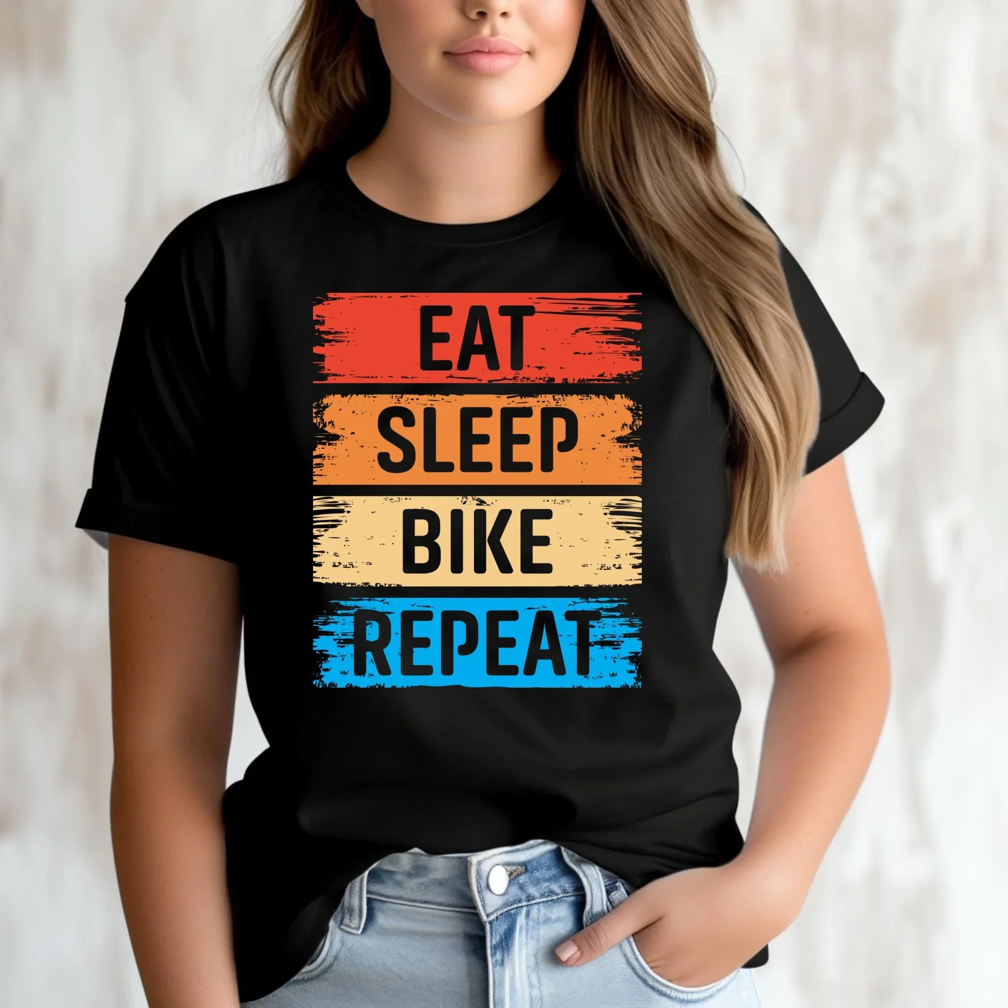 Koszulka damska na rower - Eat sleep bike repeat HR03 - StoryCups.pl