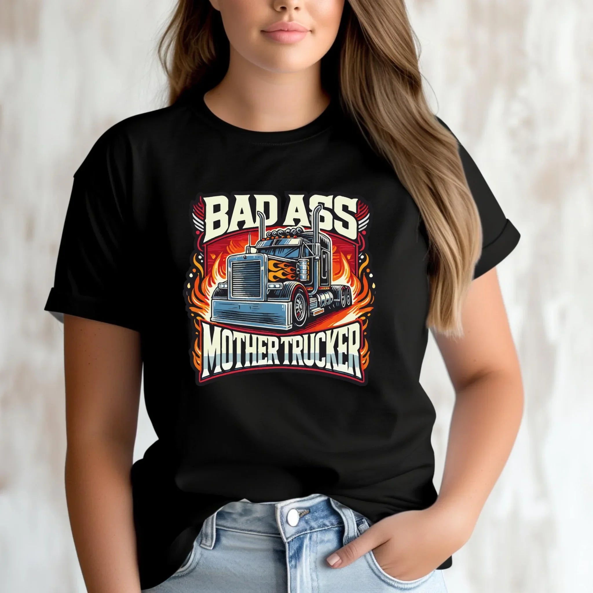 Koszulka damska dla kierowcy tira - Badass Mother Trucker ZKT04 - StoryCups.pl