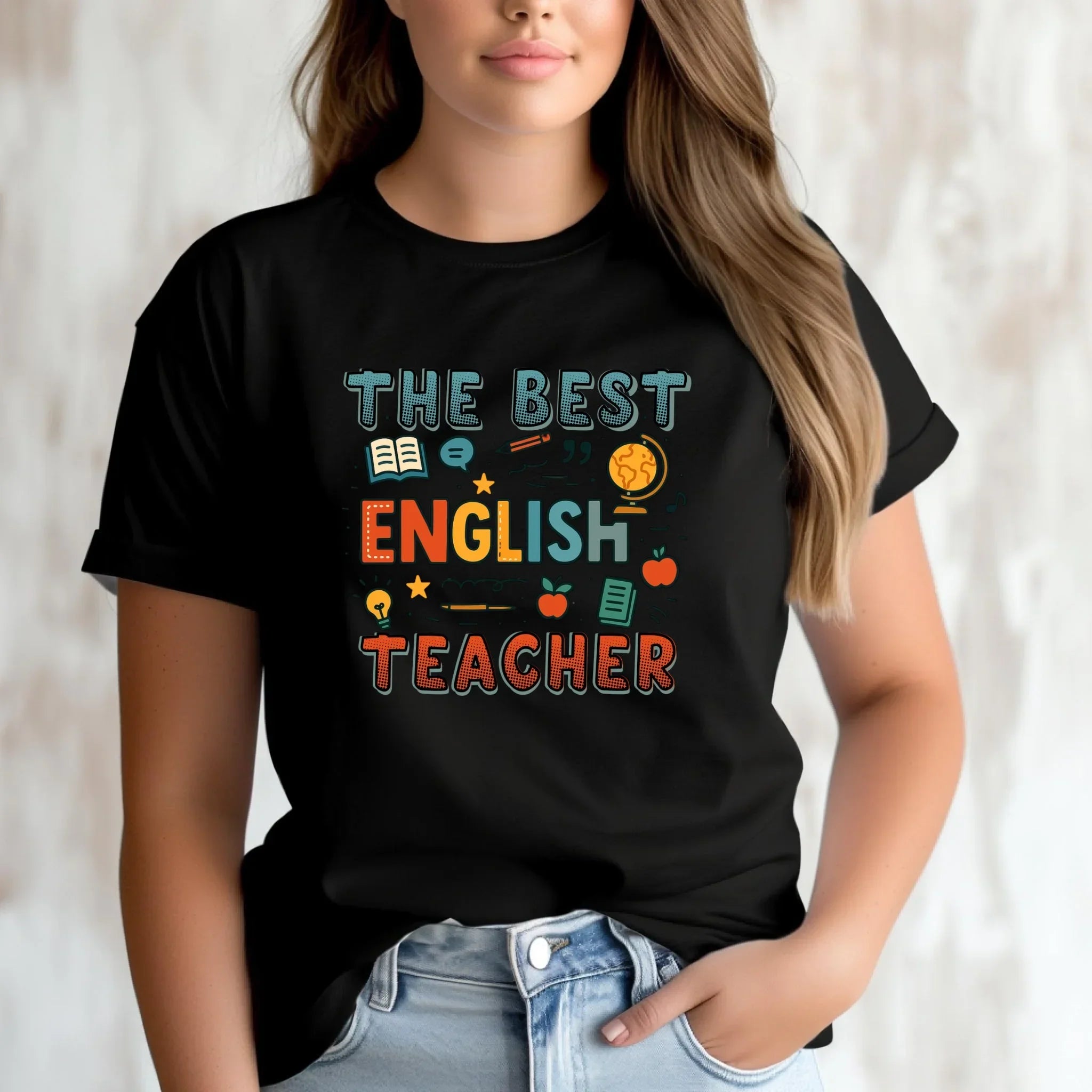 Koszulka damska dla nauczycielki angielskiego - The best english teacher N53 - StoryCups.pl
