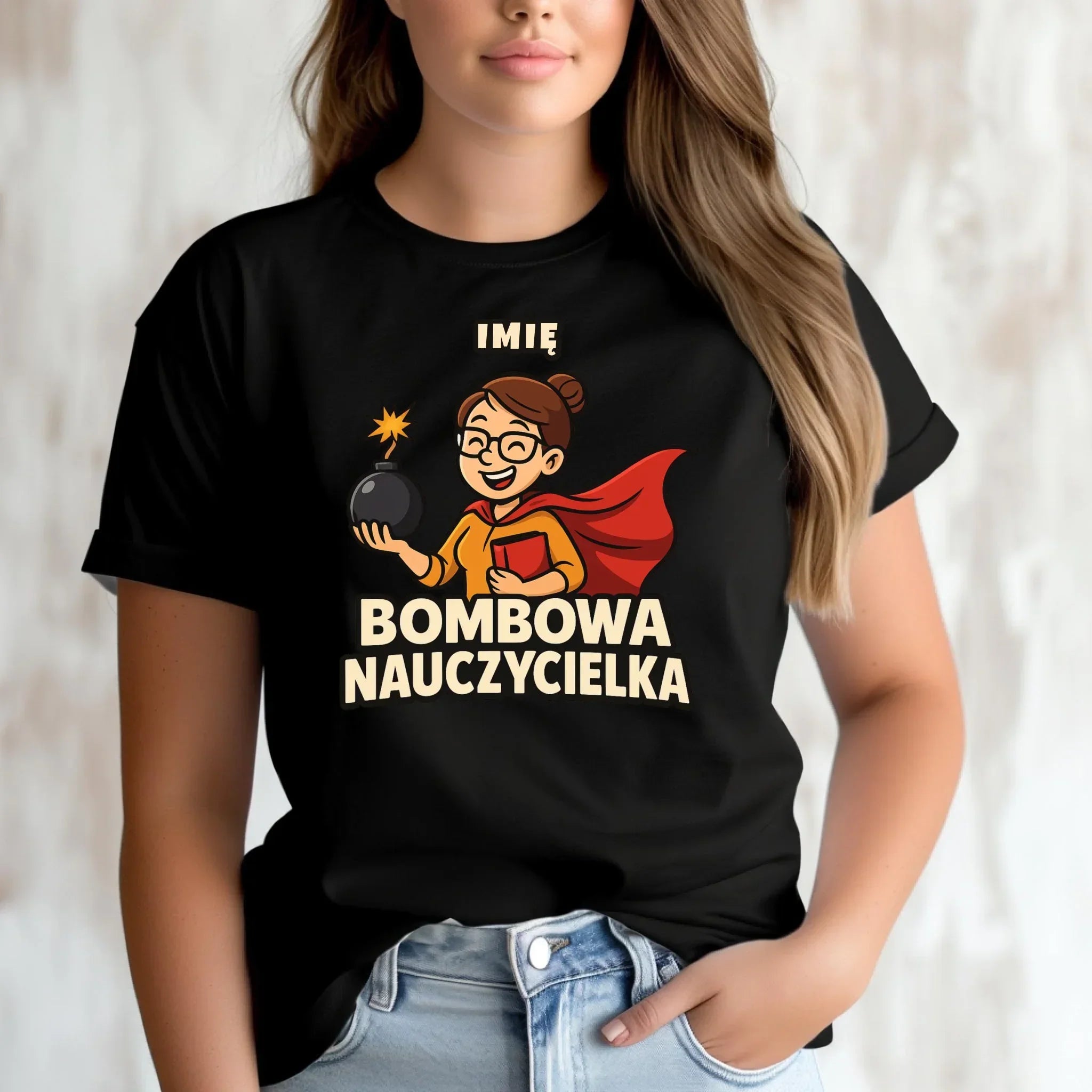 Koszulka dla nauczycielki - Bombowa Nauczycielka - personalizowana N25 - StoryCups.pl