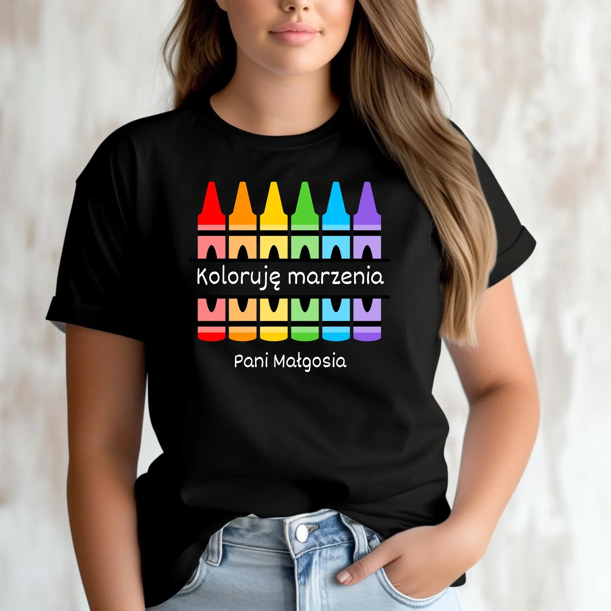 Koszulka damska dla nauczycielki - Koloruję marzenia - personalizowana N69 - StoryCups.pl