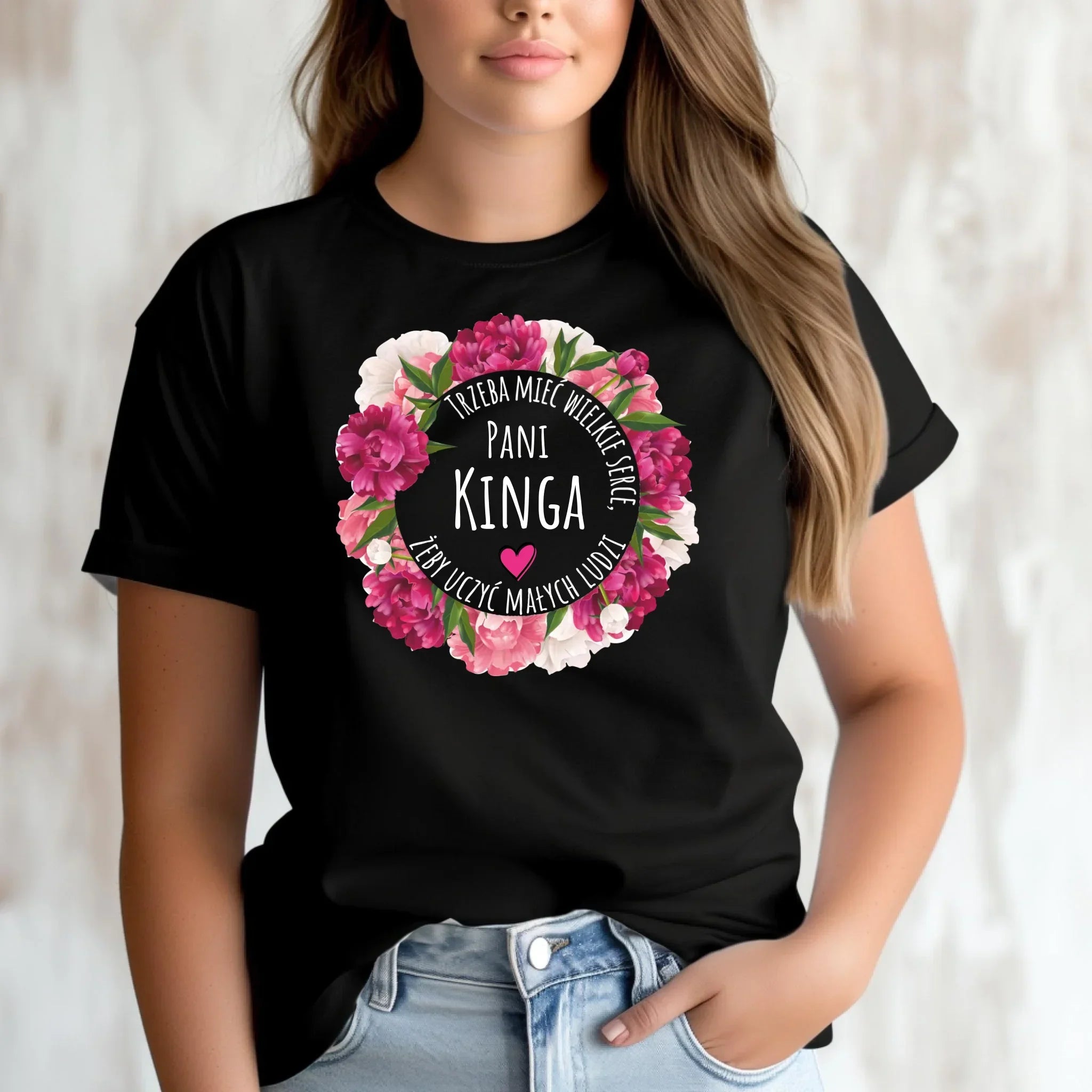 Koszulka damska dla nauczycielki - Trzeba mieć wielkie serce - personalizowana N18 - StoryCups.pl