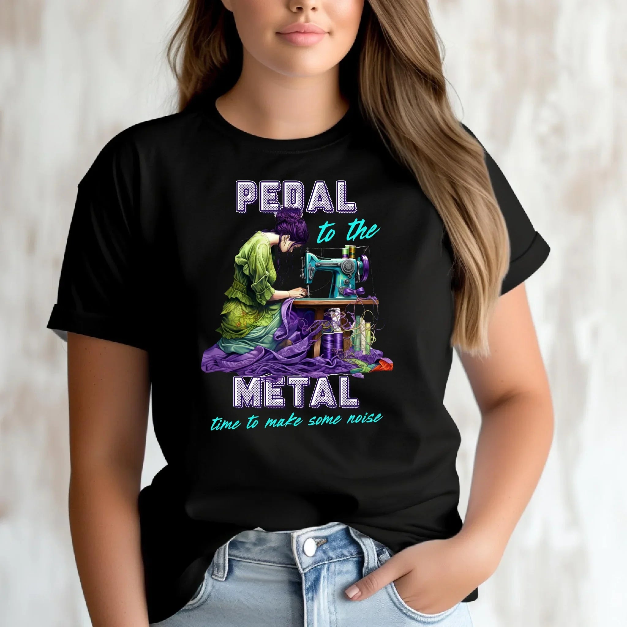 Koszulka damska szyciowa - prezent dla krawcowej - PEDAL METAL HS01 - StoryCups.pl