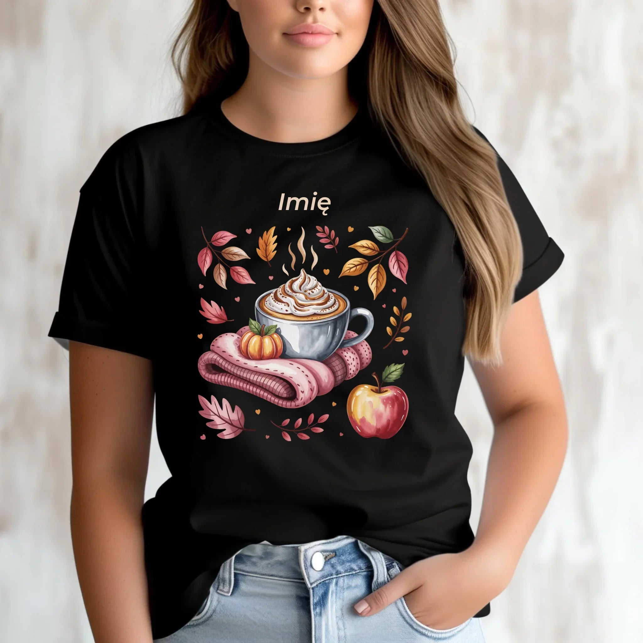 Koszulka damska jesienna - Przytulna jesień - personalizowana JS29 - StoryCups.pl