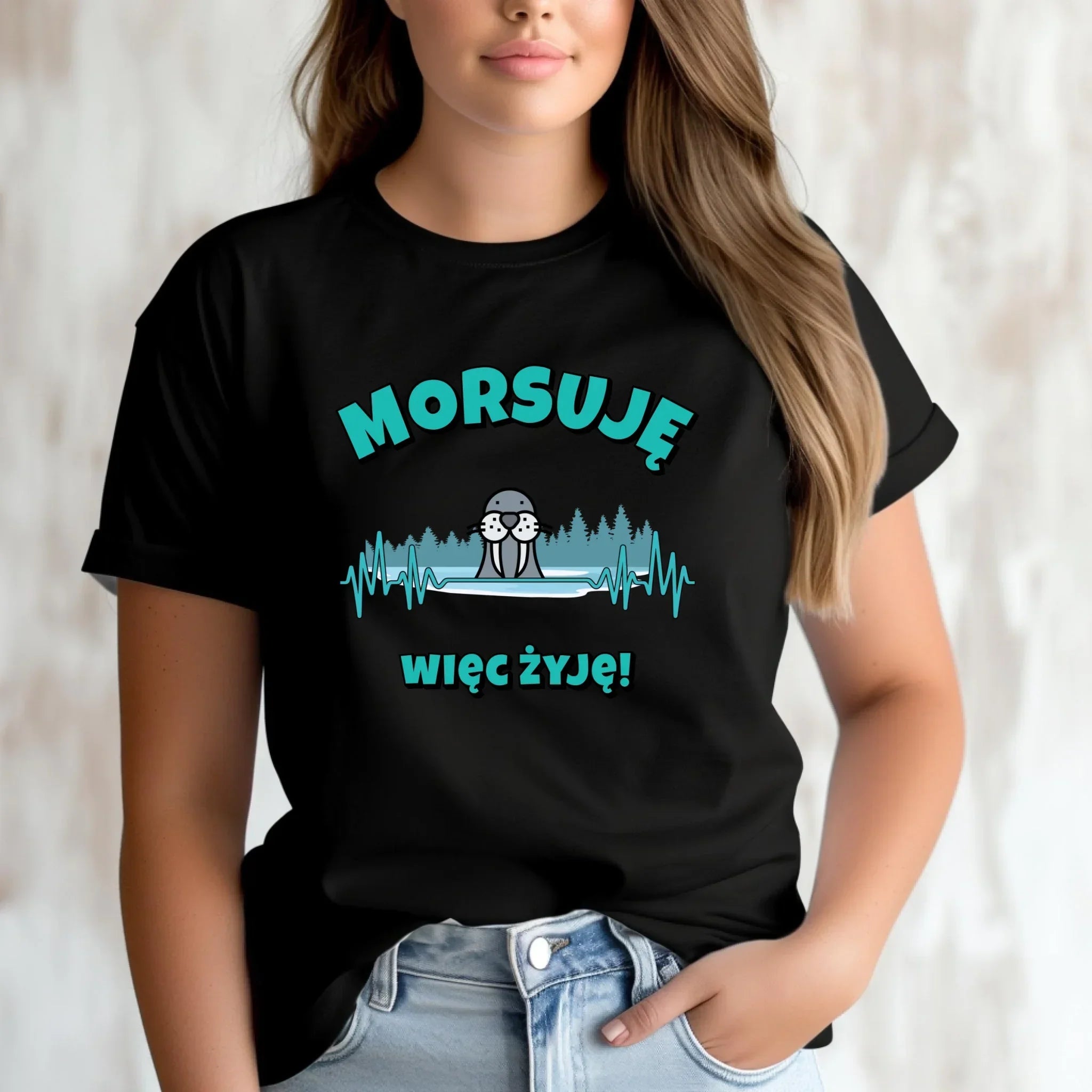 Koszulka damska - prezent dla morsa - Morsuję więc żyję - Mors HM02 - StoryCups.pl