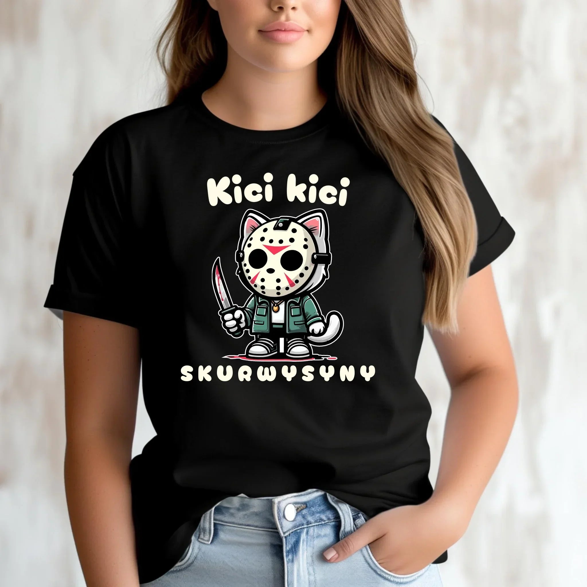 Koszulka damska na Halloween - Kici kici sk*rwysyny - bez cenzury HL28 - StoryCups.pl