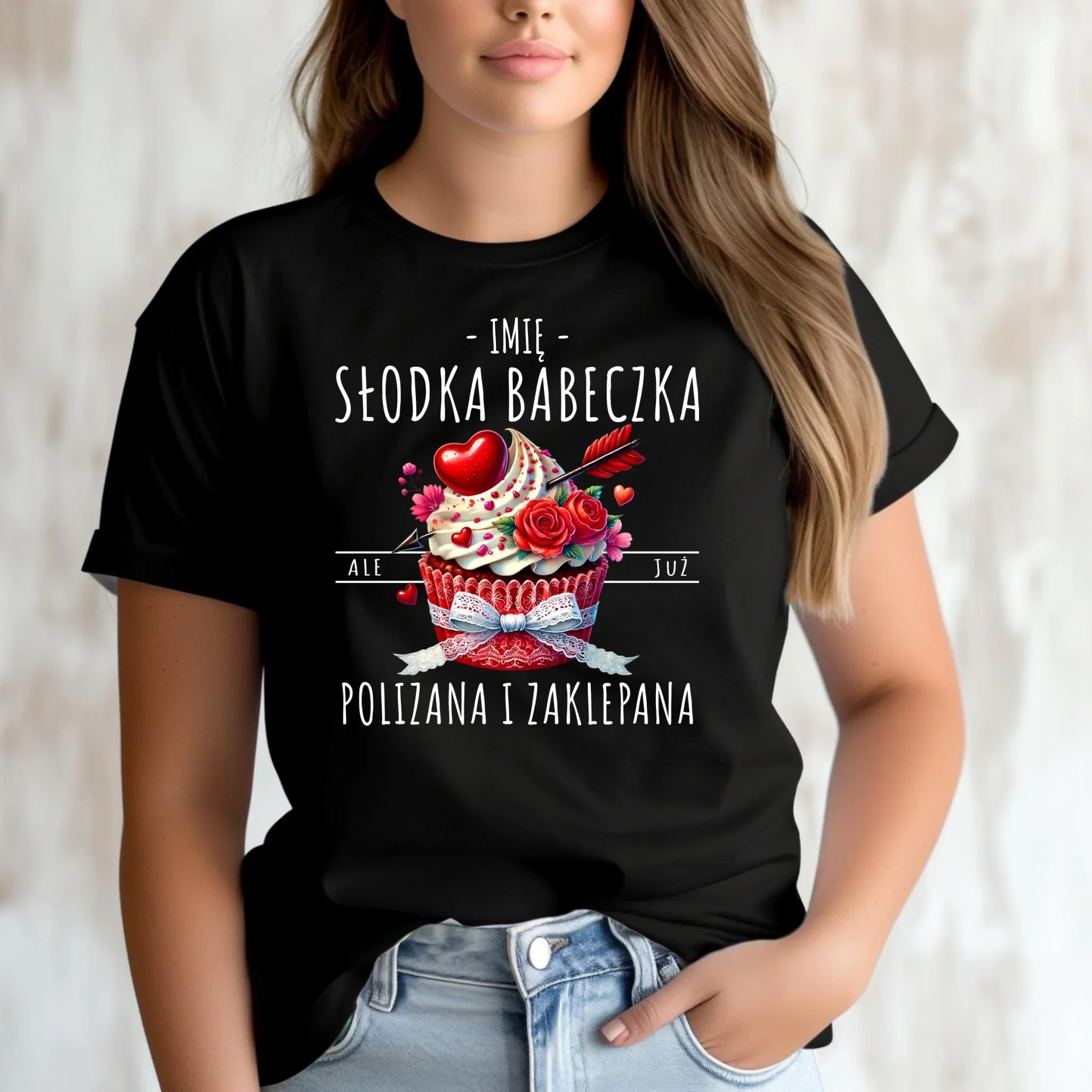 Koszulka damska - Słodka babeczka polizana i zaklepana - personalizowana W37 - StoryCups.pl