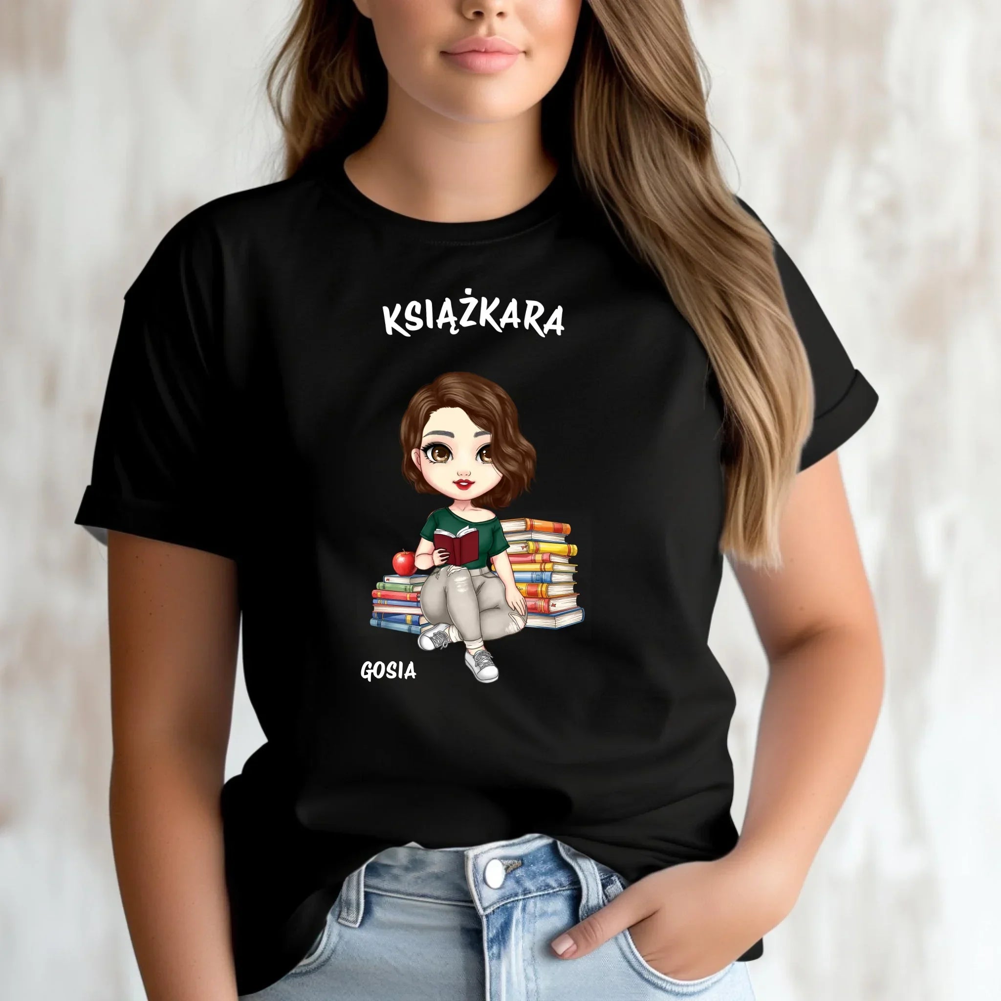 Koszulka damska - Książkara - Prezent dla miłośniczki czytania książek - personalizowana DZ03 - StoryCups.pl