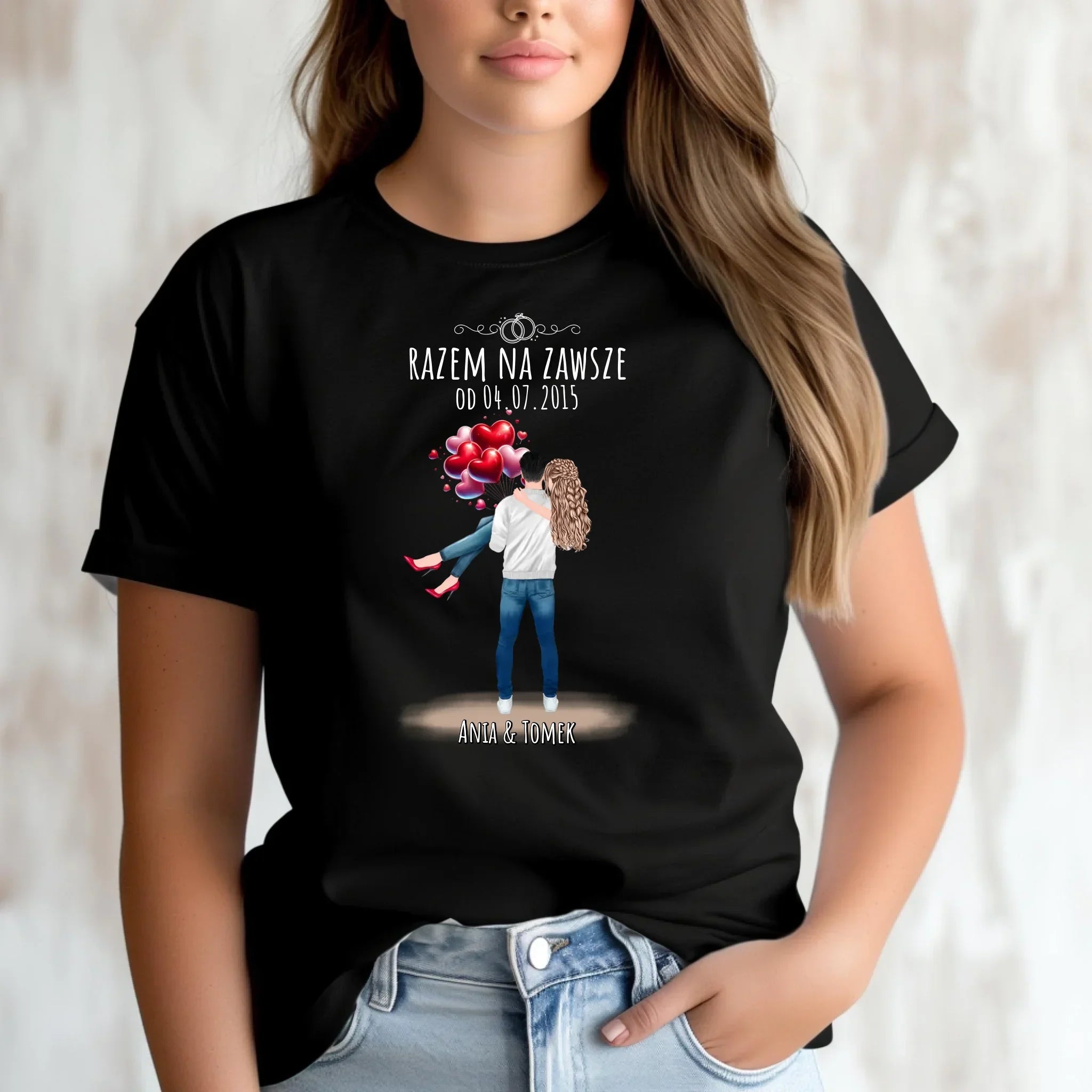Koszulka damska dla par na rocznicę - Razem na zawsze - personalizowana W14 - StoryCups.pl