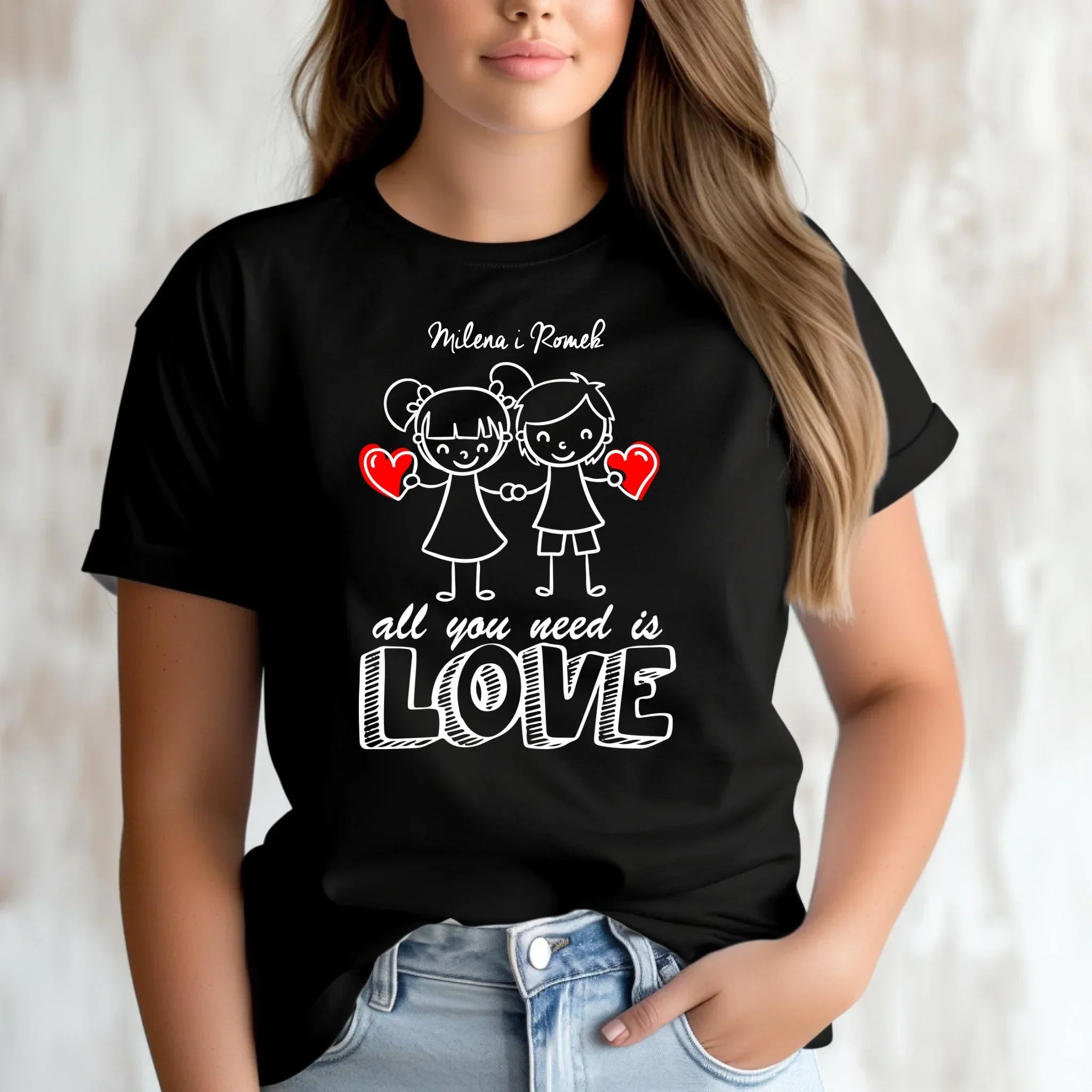 Koszulka damska dla par - All You need is love - personalizowana W13 - StoryCups.pl