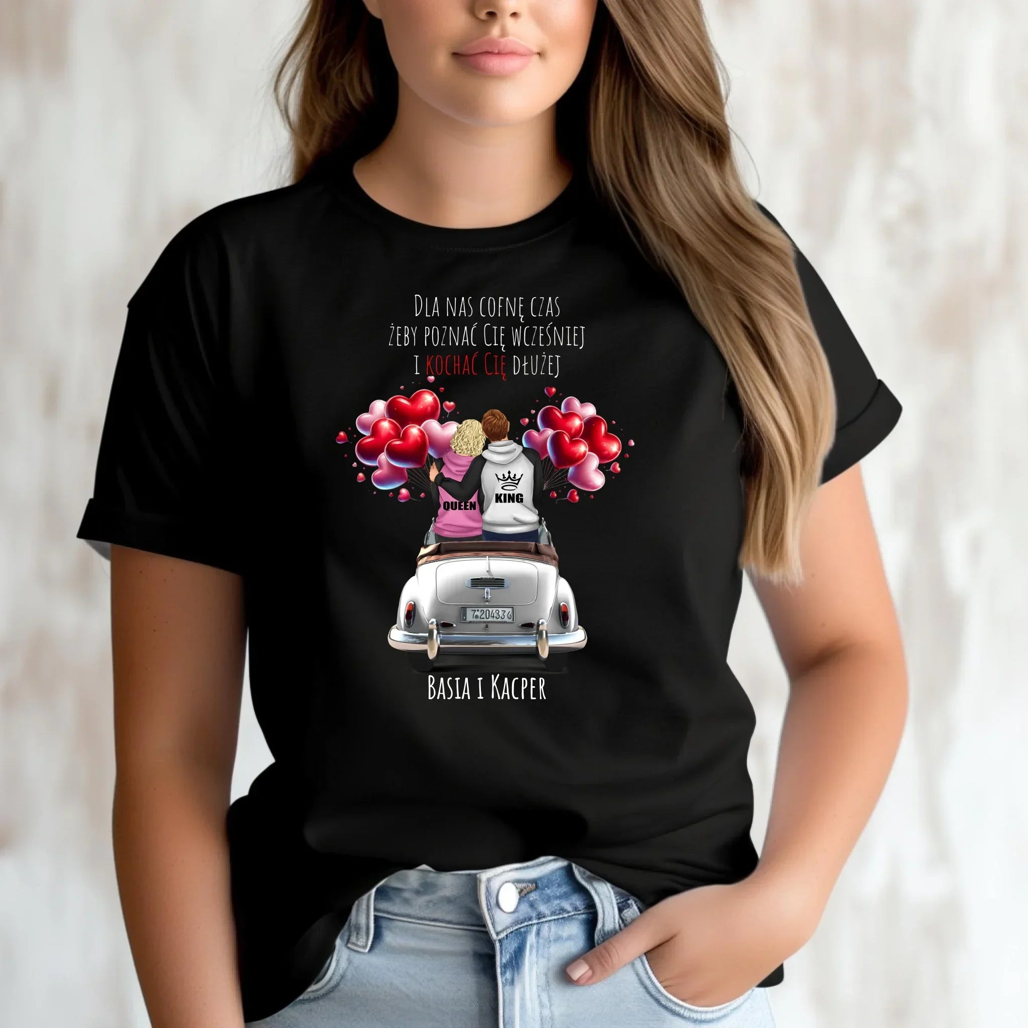 Koszulka damska dla par - Dla nas cofnę czas - personalizowana W08 - StoryCups.pl